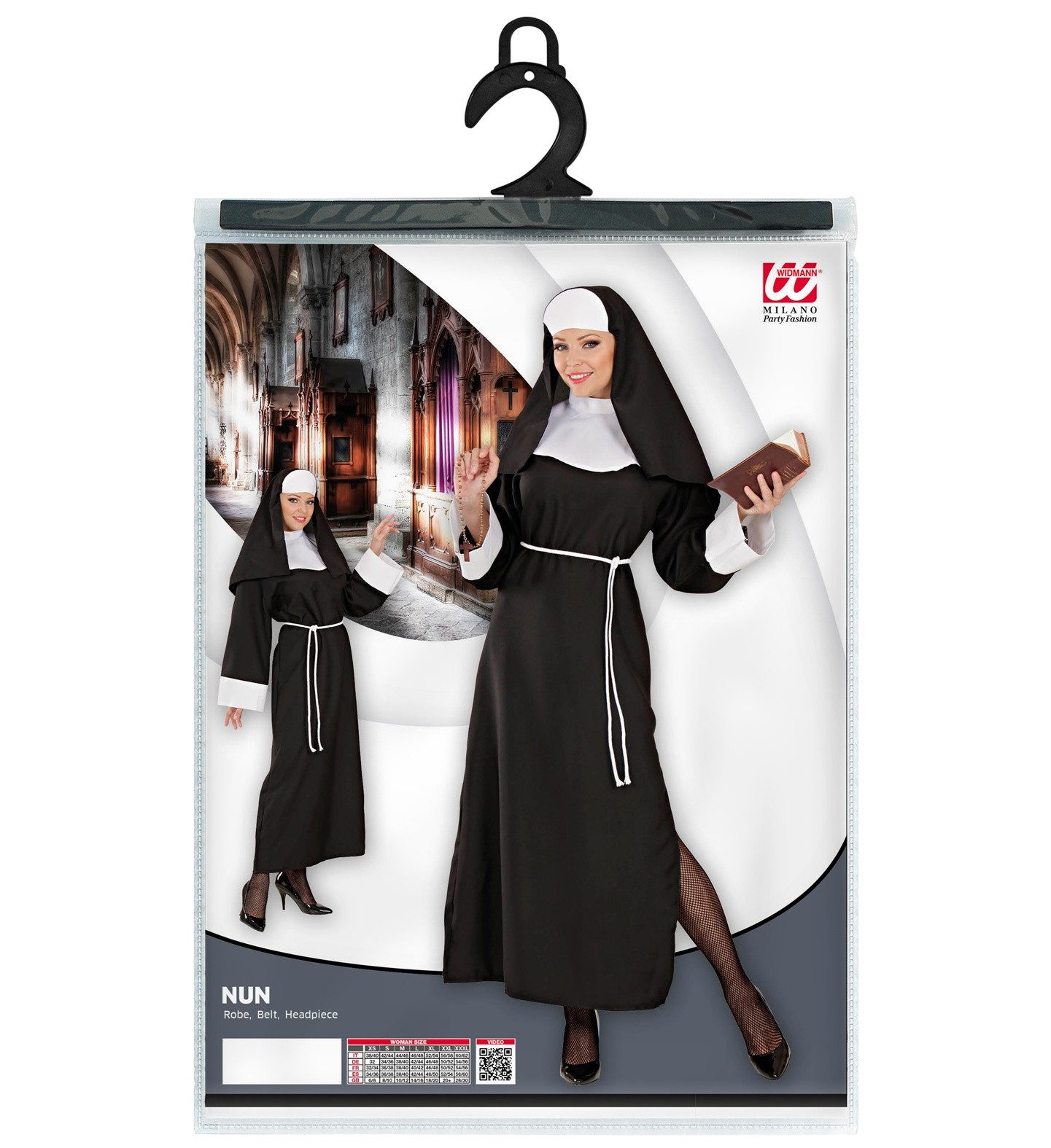 Widmann S.r.l. Mönch-Kostüm Kostüm Nonne für Damen, Kleid, Gürtel und Haube