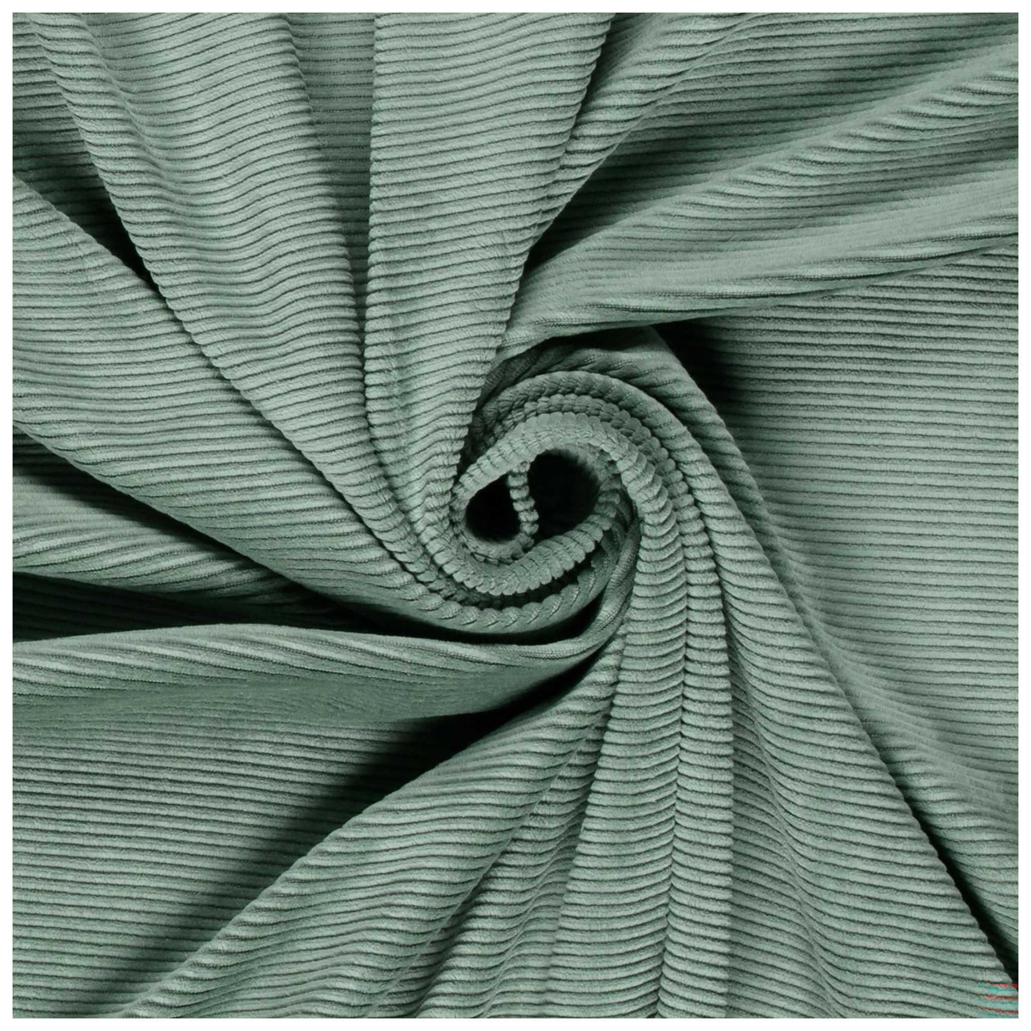 maDDma Stoff Velour Nicky gerippt uni ab 50 x 155cm Baumwolle Polyester Kord, 121 - mintgrün