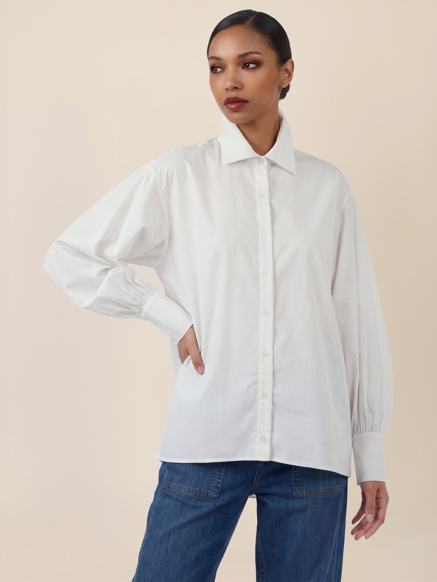 Apart Blusenshirt mit Ballonärmeln und Hemdkragen