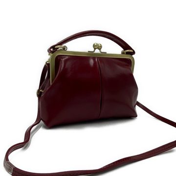 Taschenkinder Handtasche Leder Handtasche und Umhängetasche - Kleine Vintage Olive in Schwarz, Echtes Leder vom Rind
