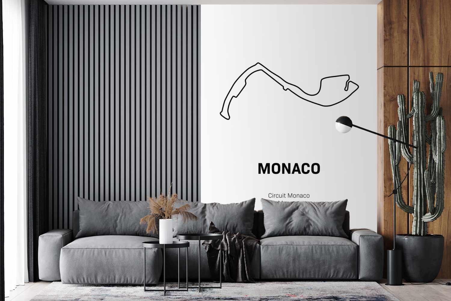 (3 Monaco - Montagefertig Matt, Fototapete - Vinyl Wohnzimmer, MuchoWow für Wandtapete bedruckt, St), F1, Tapete Rennstrecke