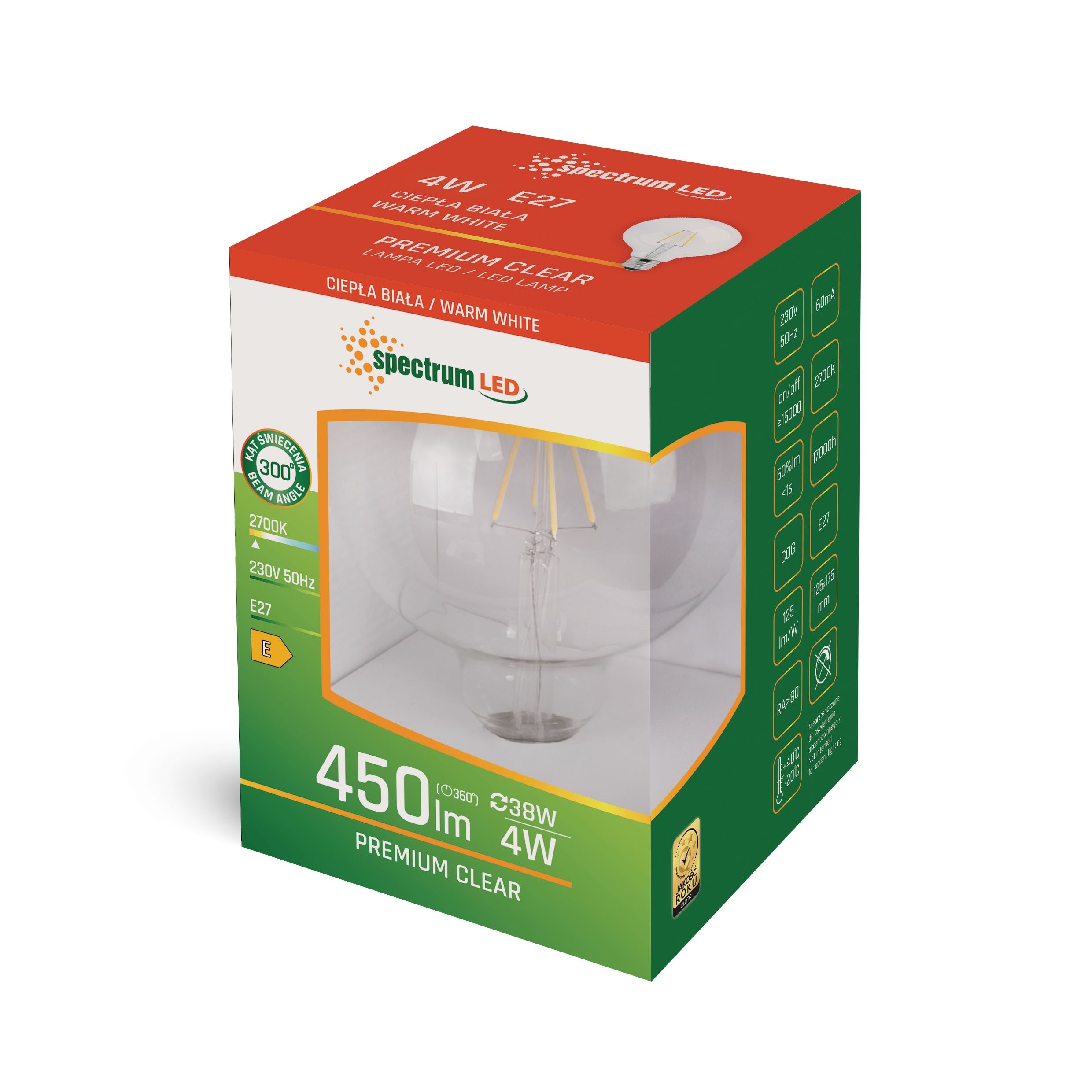 Spectrum LED-Leuchtmittel LED E27 G95 Filament günstig online kaufen