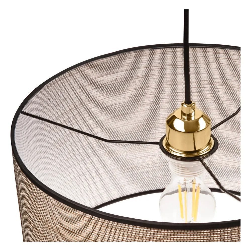 Licht-Erlebnisse Pendelleuchte GAGNANO, ohne Leuchtmittel, Metall Stoff E27 D: 35 cm H: max. 127 cm in Gold rund