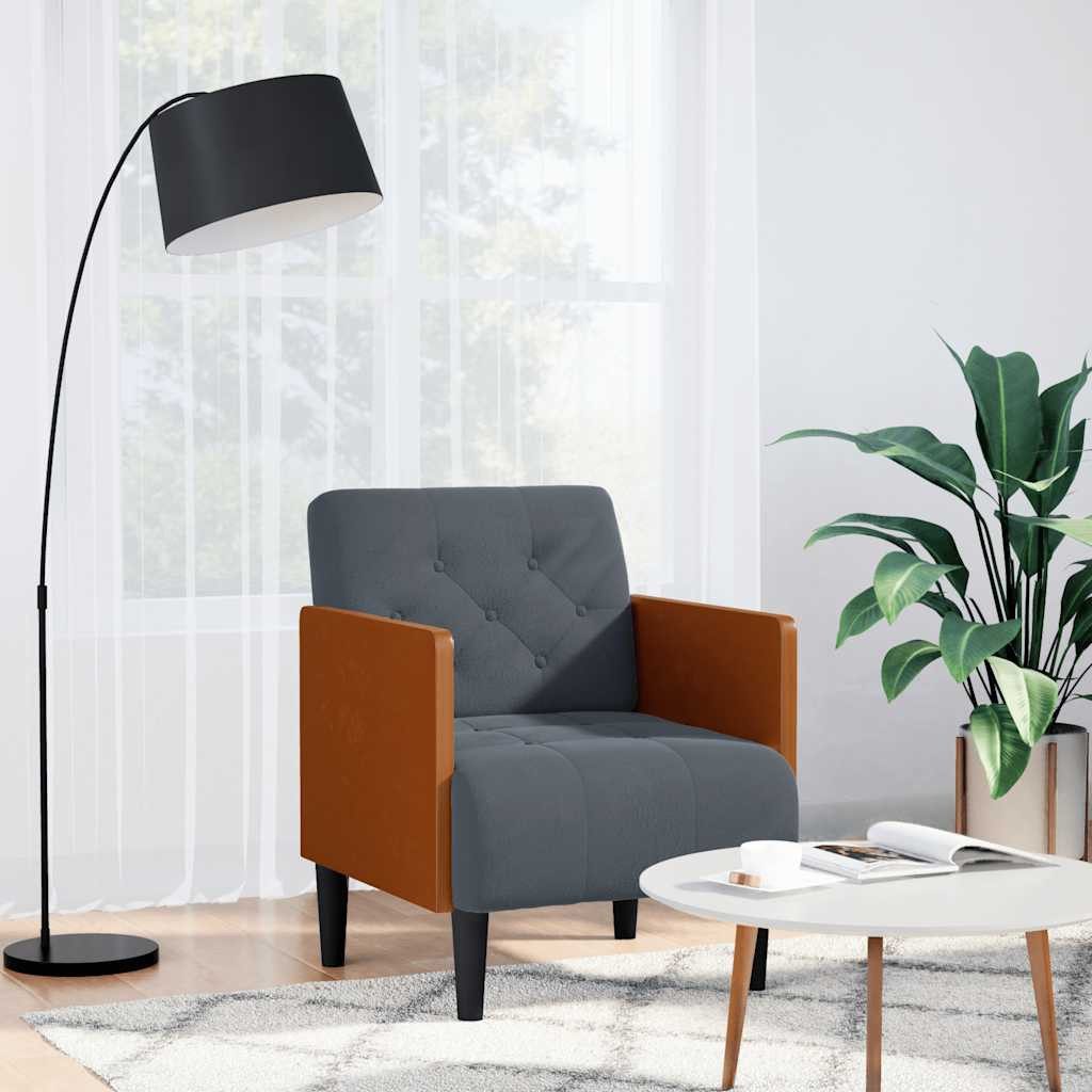 vidaXL Sessel Sessel mit Armlehnen Dunkelgrau 55 cm Samt (1-St)