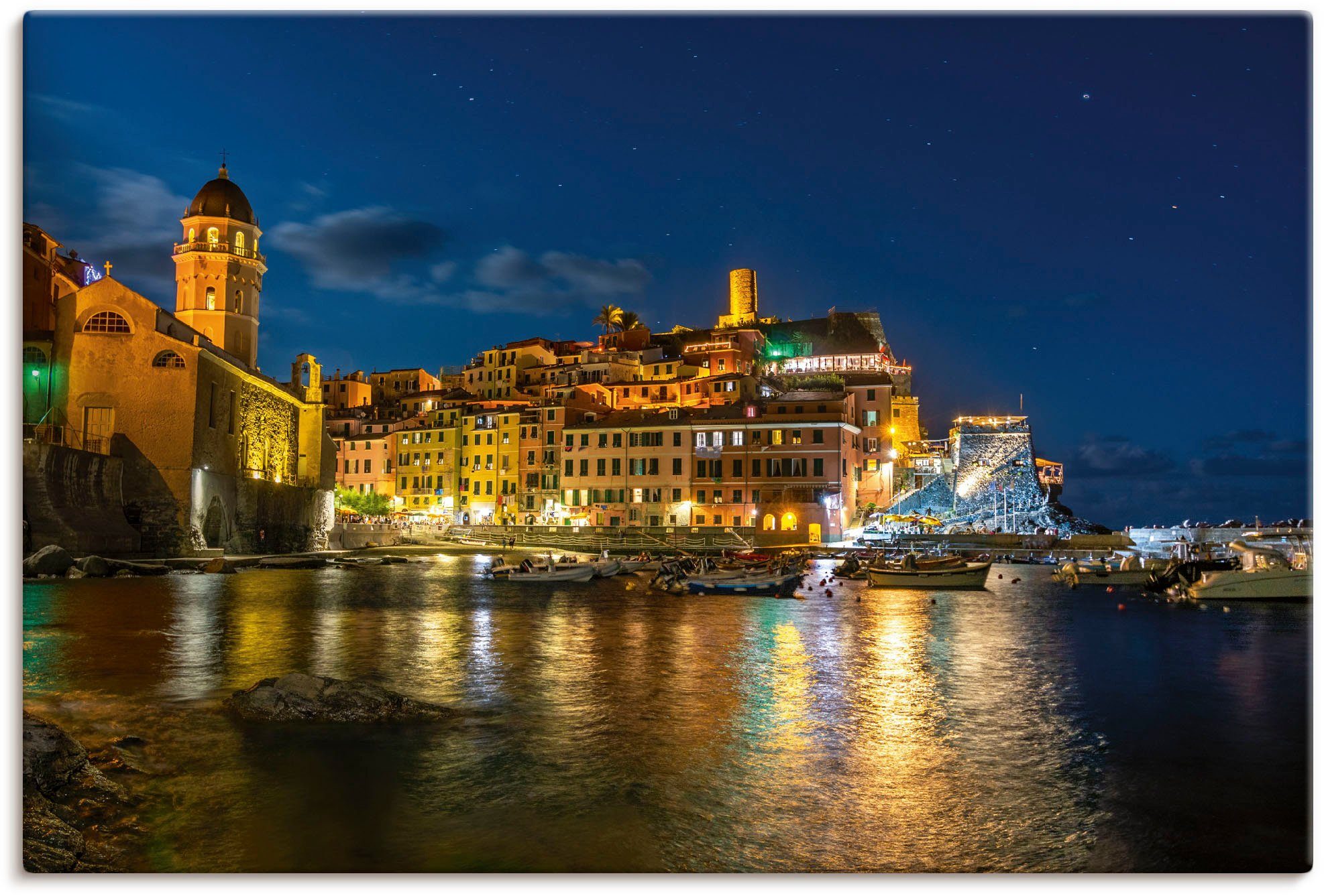 Artland Wandbild Vernazza in der Cinque Terre in Italien bei Nacht, Italien  (1 St), als Alubild, Leinwandbild, Wandaufkleber oder Poster in versch.  Größen