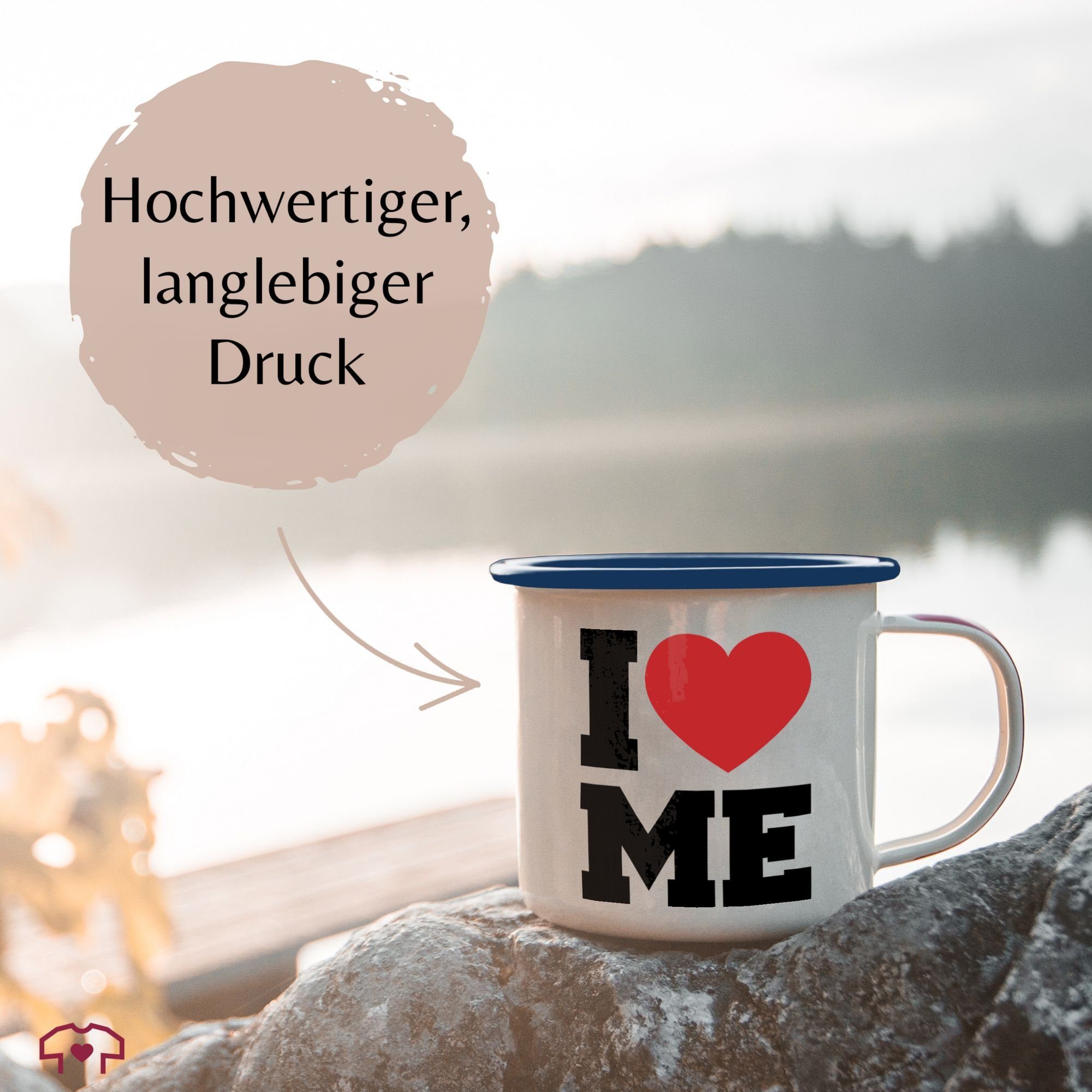 Shirtracer Tasse me - Narzissmus liebe Blau Stahlblech, love mich, Ich 2 Weiß I Selbstverliebt Statement