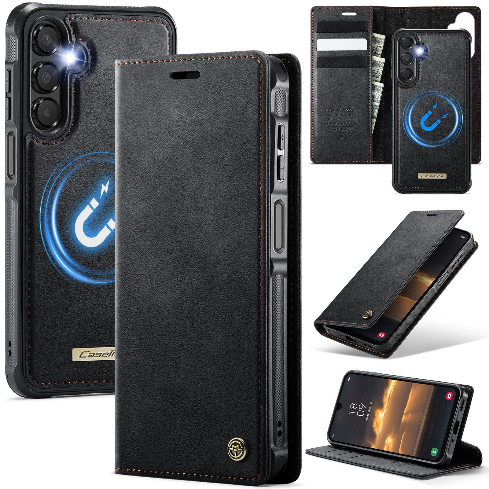 Mycotech Handyhülle Premium 2in1 Klapphülle für Samsung mit abnehmbarem Case Retro Tasche