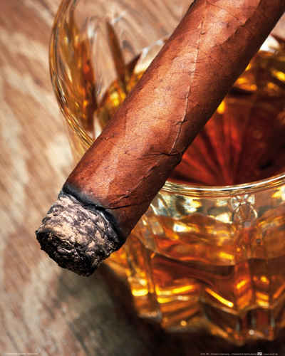 1art1 Kunstdruck Alkoholische Getränke - Whiskey Und Zigarre