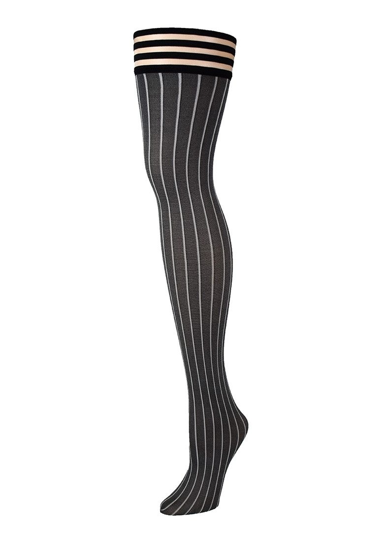 Kix'ies Halterlose Тонкі панчохи Kixies Annabelle halterlose Гольфи gestreift grau S - XL (1-Paar) elegant und sexy