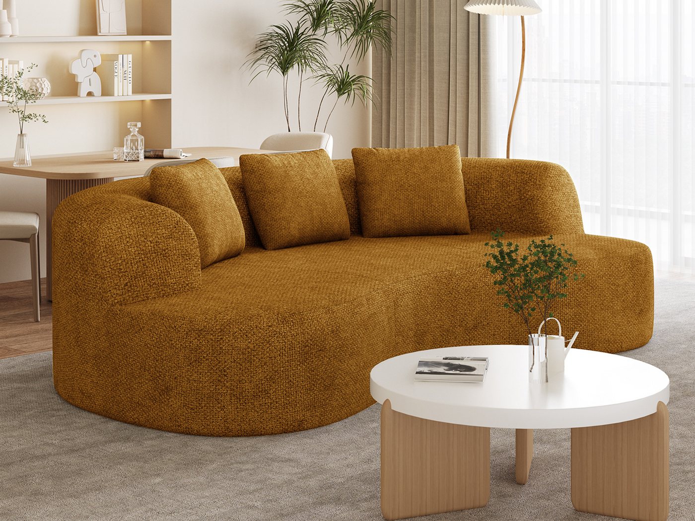 Lexzurn Sofa 3-Sitzer Sofa, Schlafsofa 168x90cm inkl.3 Zierkissen Bequemes Chenille, Geeignet fur Wohnzimmer, Buro, Lounge, Zimmer, Schlafzimmer, Mit 1200 LBS Belastbarkeit, strapazierfähig & haustierfreundlich