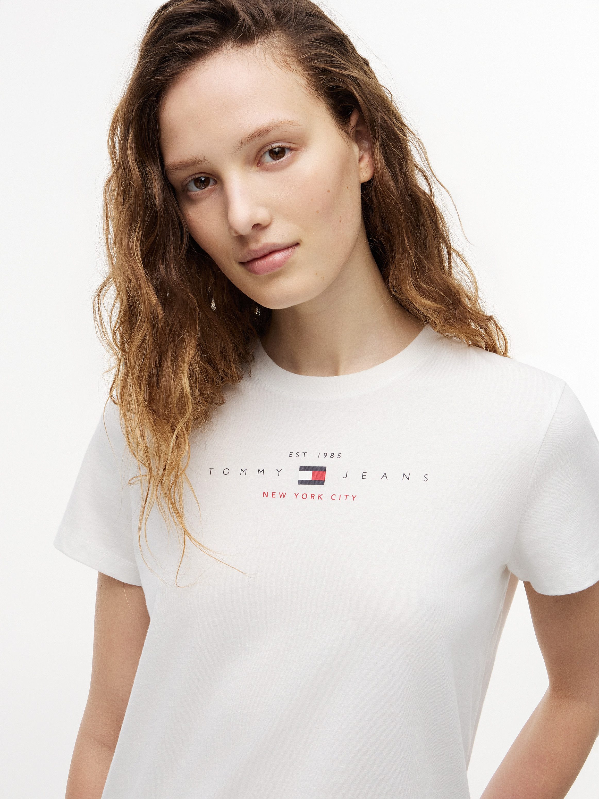 Tommy Jeans Kurzarmshirt TJW REG US LINEAR SS TEE Baumwollmischung, regular fit, Logo