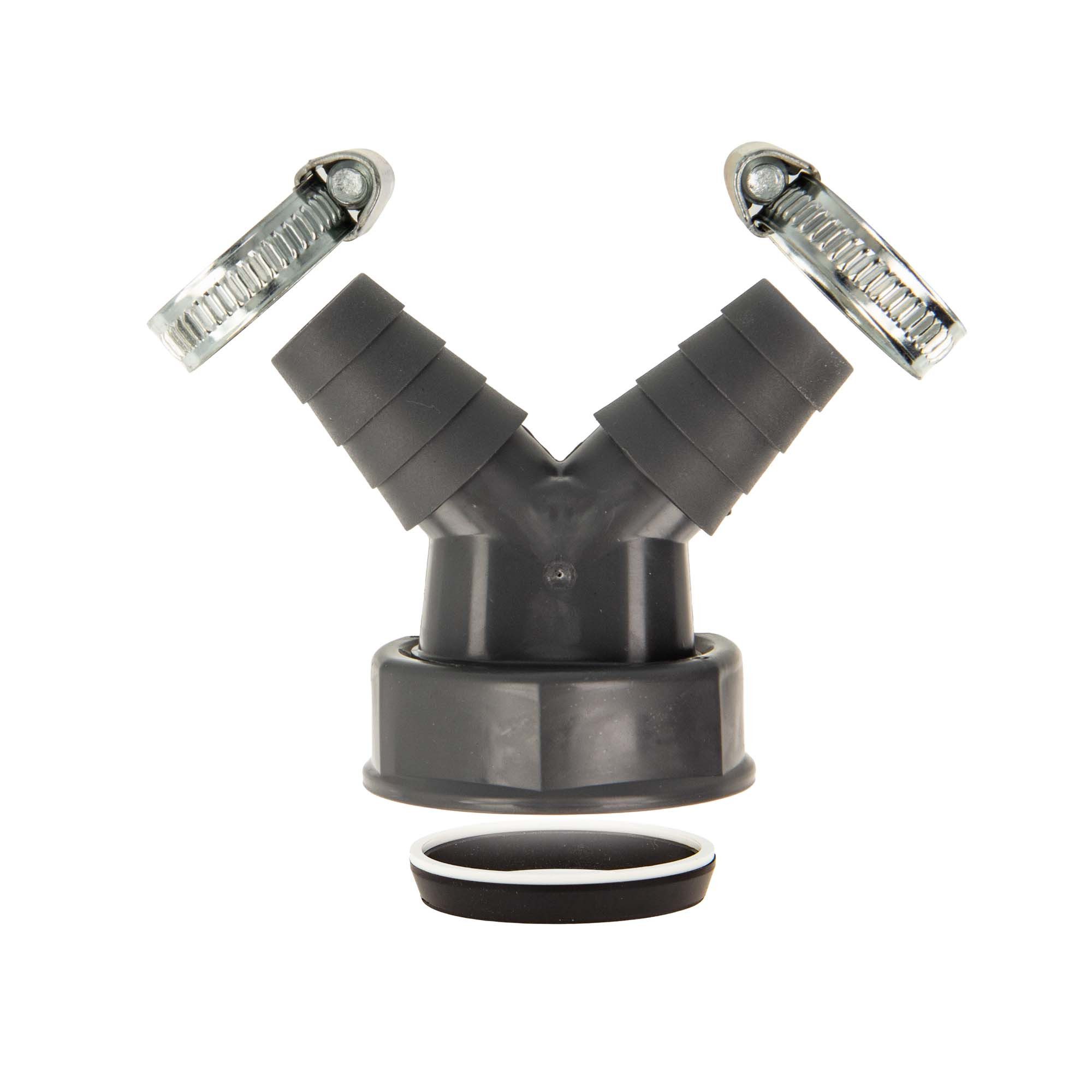 tecuro Siphon Doppel Geräteanschlusstülle 1 1/2 Zoll ÜWM x Tüllen 19-23 mm, Spüle