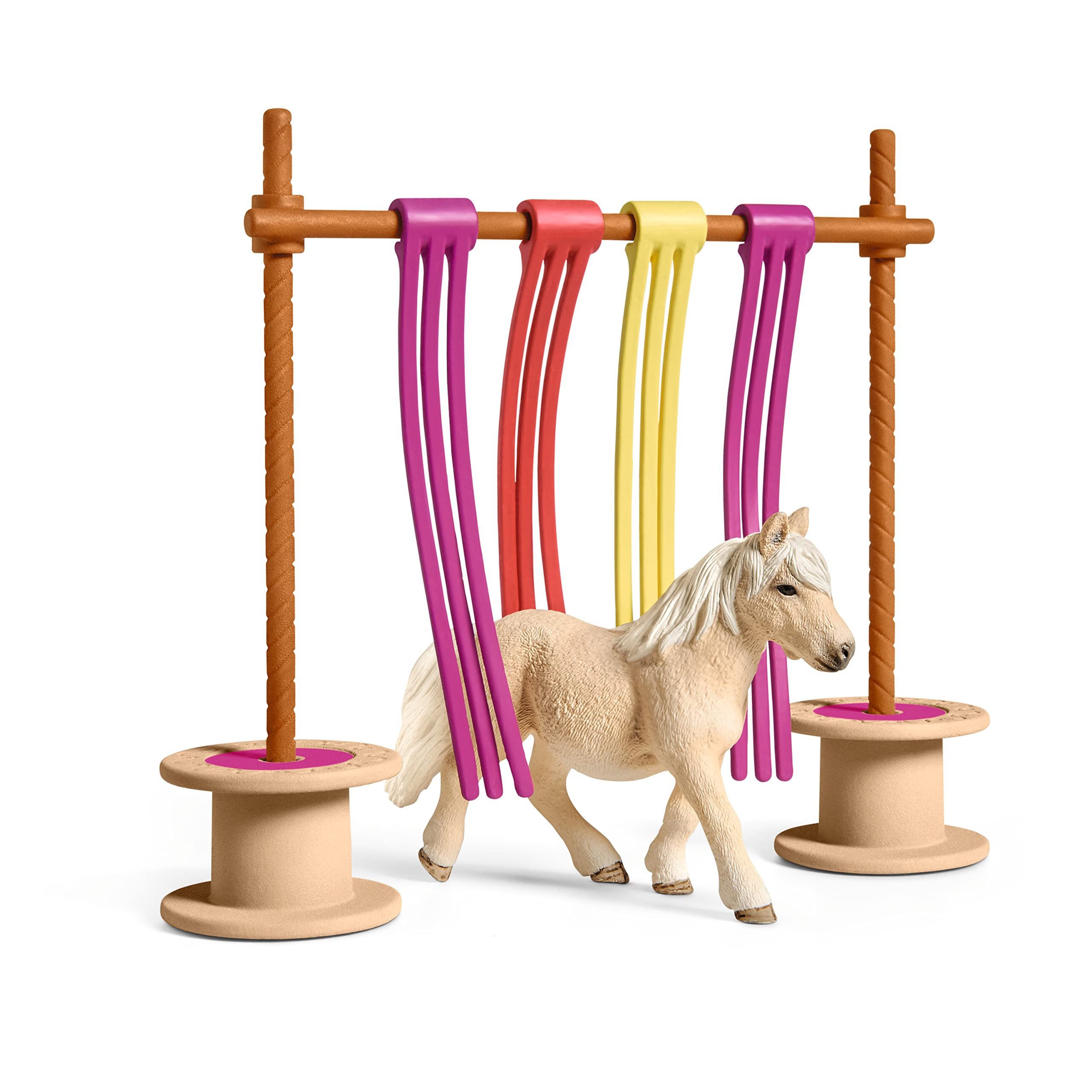 Schleich® Tierfigur Farm World Pony Flattervorhang 42484, handbemaltes Schleich Spielset mit 11 Teilen