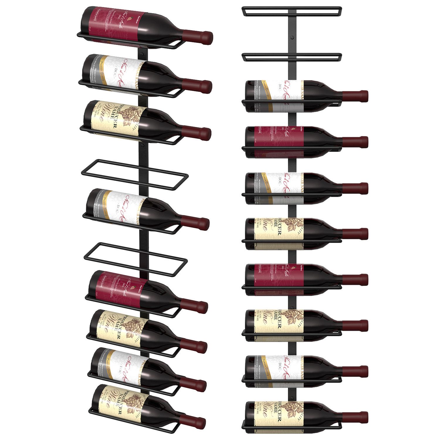 oyajia Weinregal Wand-Weinregal für 10 Weinflaschen, Metall Weinregal 22x8x98 cm, Weinregal aus Metall, Flaschenregal, Hängender Weinflaschenständer,Handtuchhalter für Küche,Restaurant,Bar