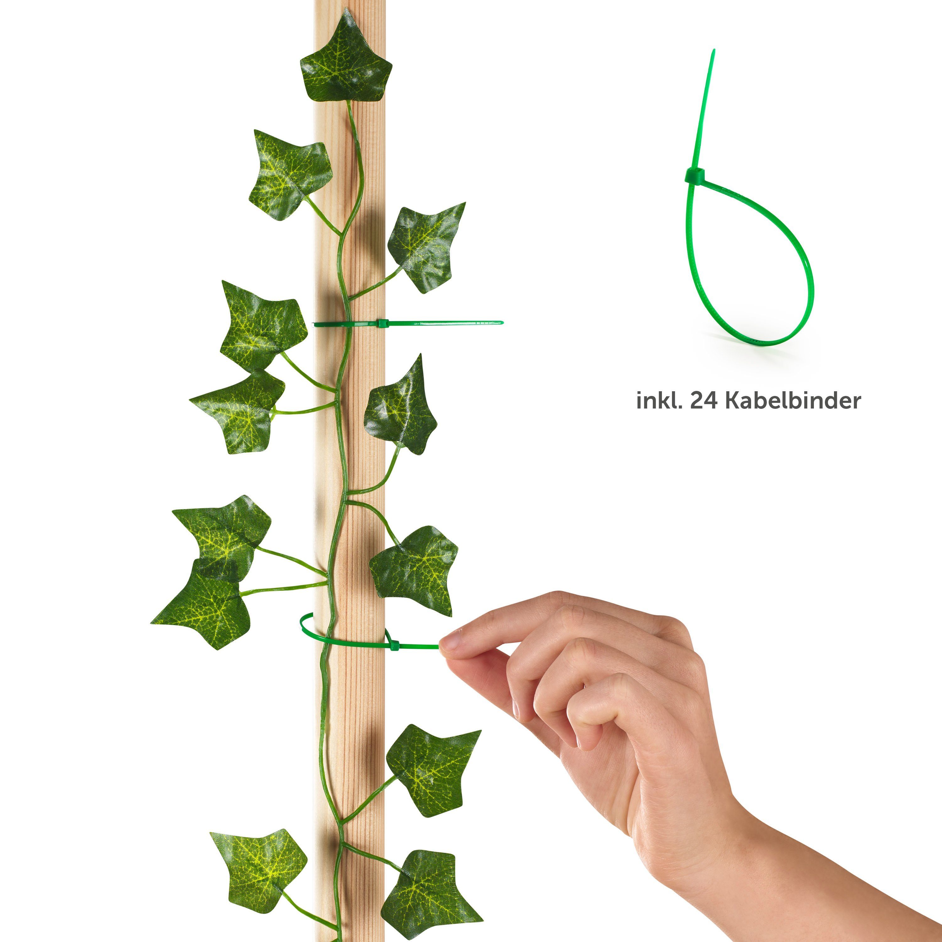 Kunstpflanze Künstliche Efeugirlande - Kabelbindern Efeu Kunstpflanzen Blumtal, für Kunstpflanze, 12er Befestigungsmöglichkeiten oder mit Set 24er vielfältige hochwertige