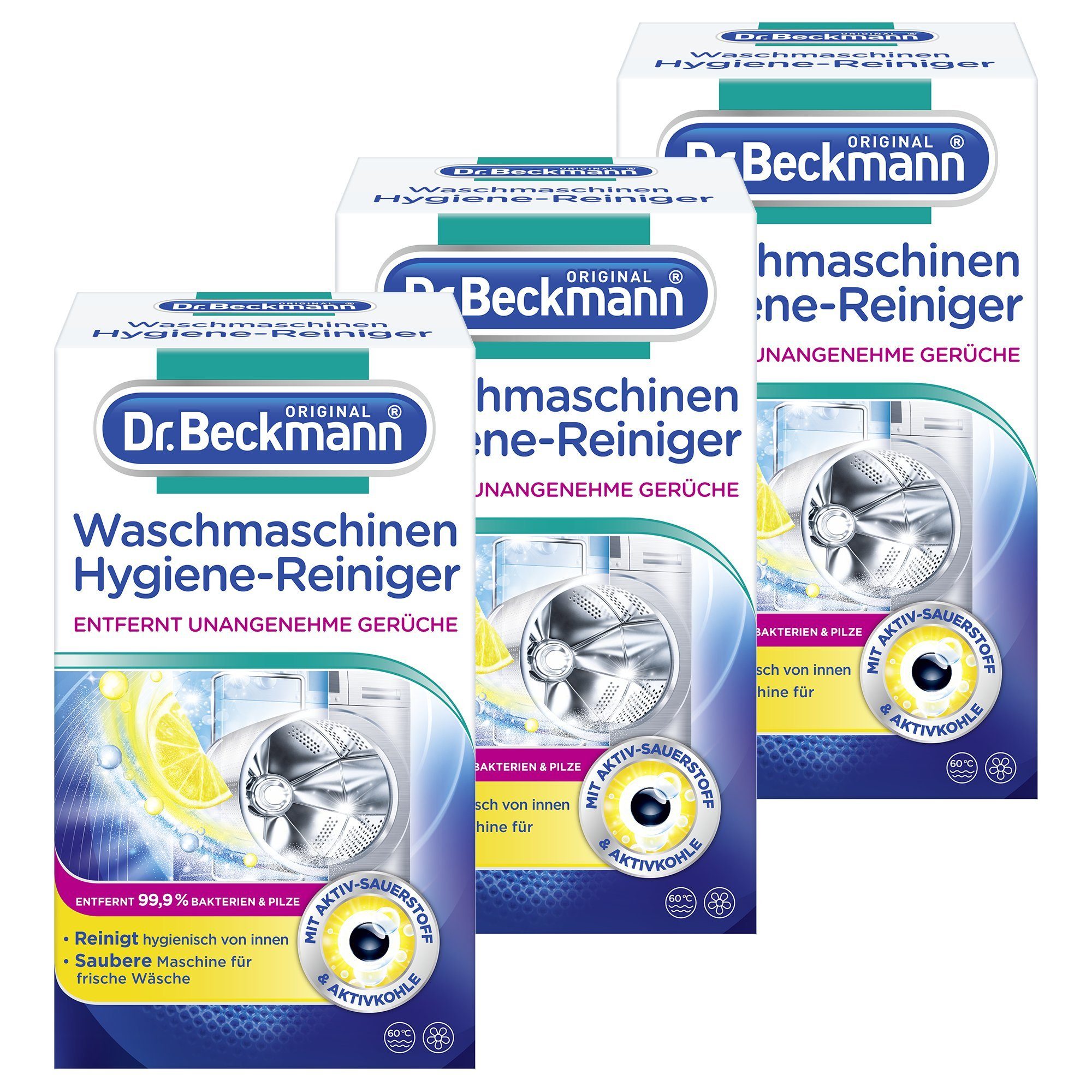Dr. Beckmann Waschmaschinen Hygiene-Reiniger, Maschinenreiniger, 3x 250 g Waschmaschinenpflege (3-St)
