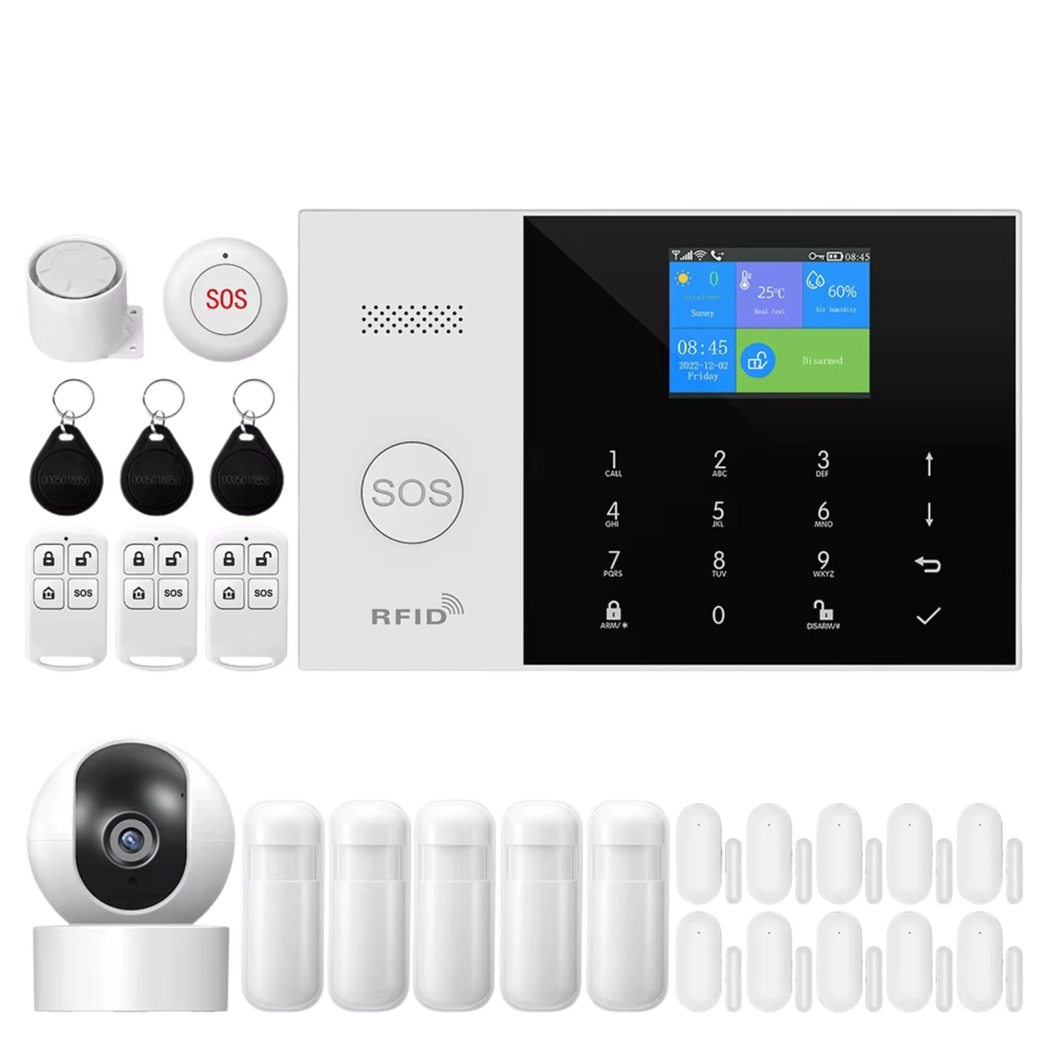 HS.SUPPLY WLAN Alarmanlage Set mit App, Bewegungsmelder & Türsensor Alarmanlage (Smart Alarmanlage mit App, 100 dB Sirene und 24h Akku-Backup)