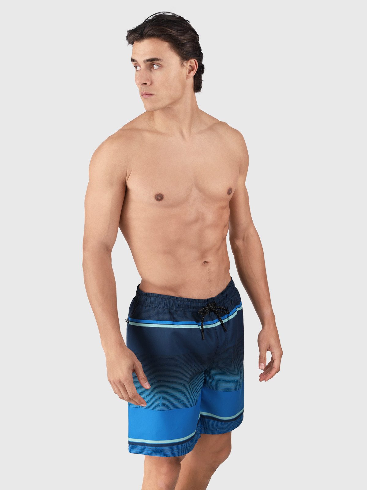 Brunotti Badeshorts Maros Men Swim Shorts Destroy Stripes Neon Blue