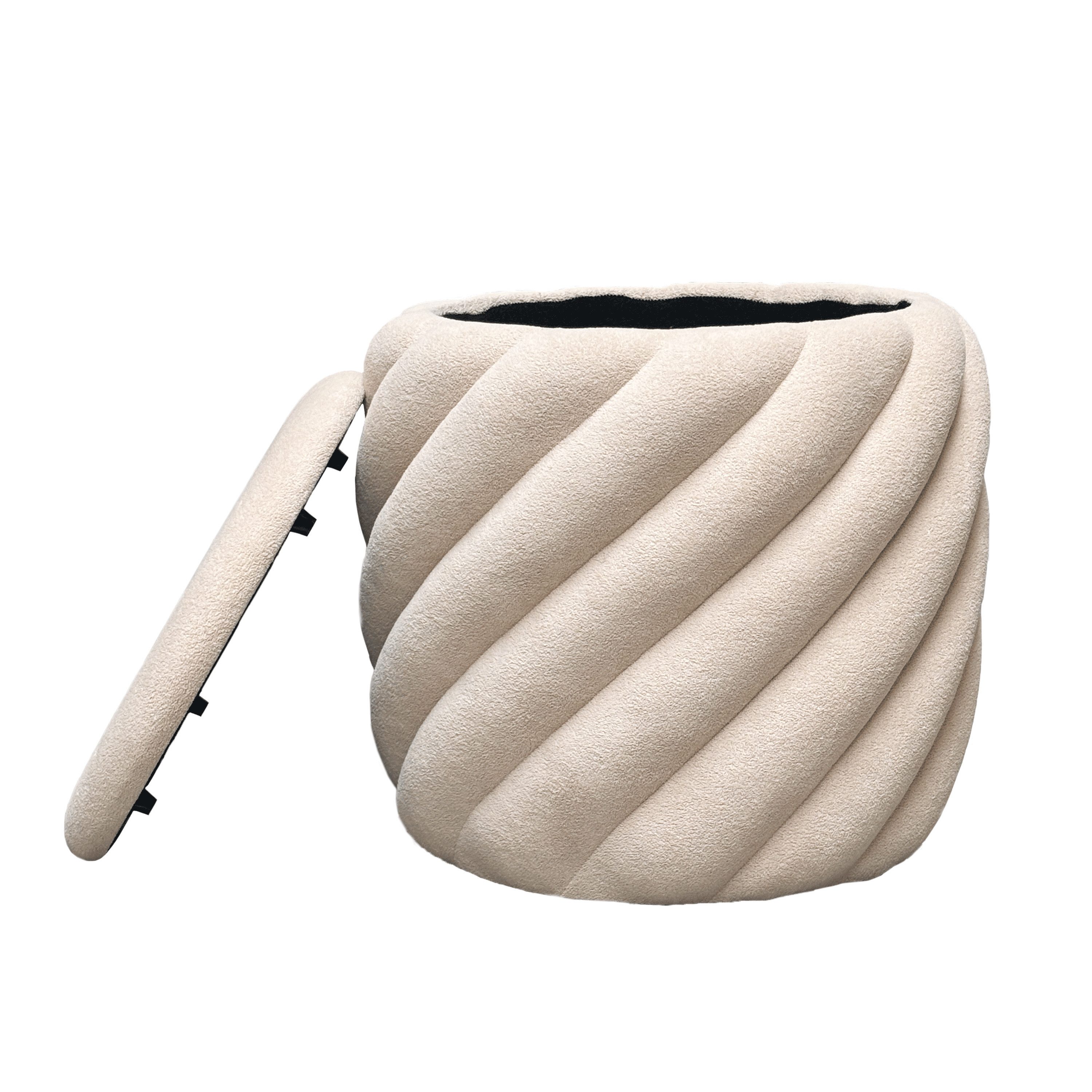 Lookway Hocker NOEL Gepolsterter Pouf mit Stauraum – Aufklappbarer Sitzhocker (1x Hocker), Durchmesser: ⌀ 42 cm