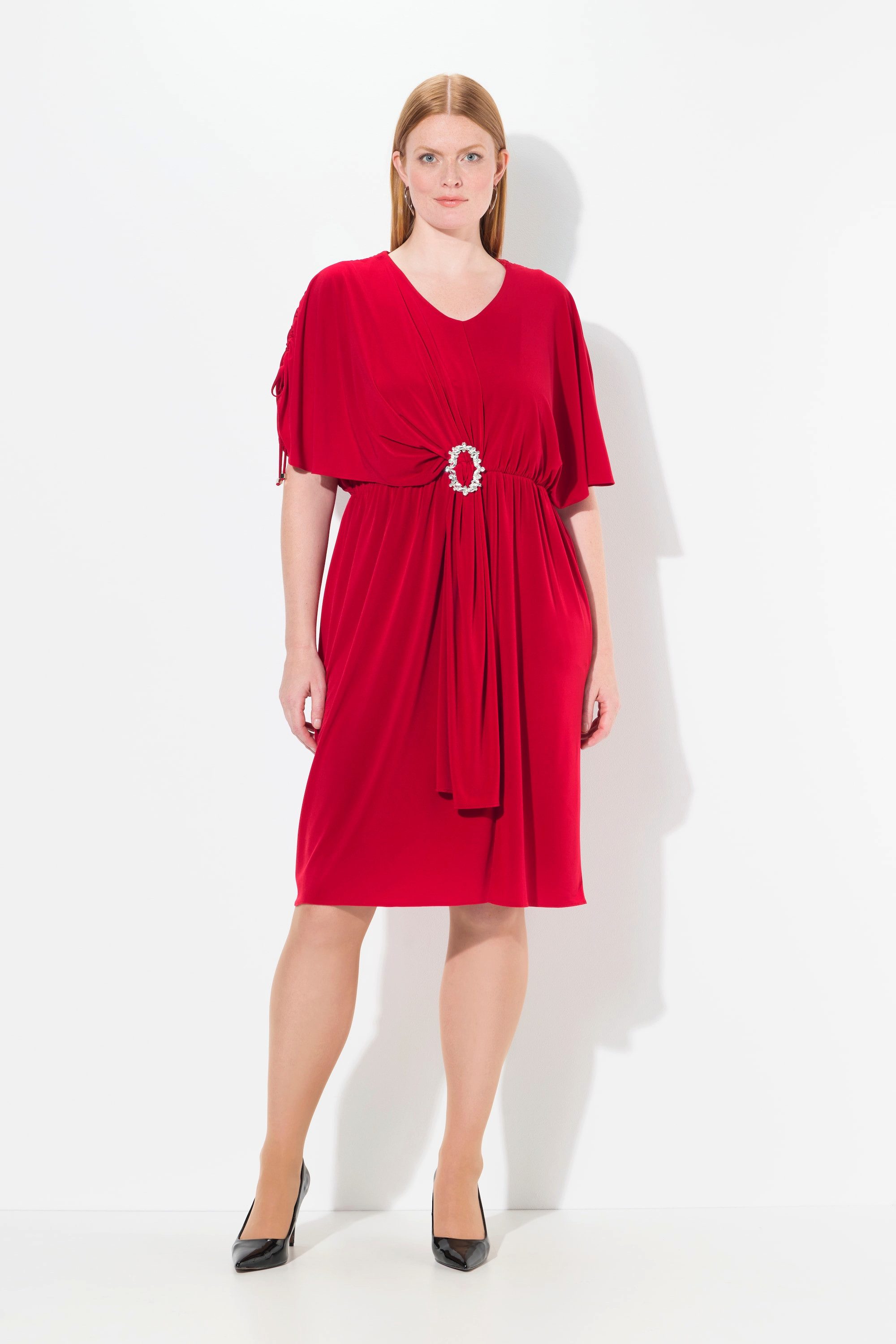 Ulla Popken Cocktailkleid Midikleid drapiert Oversized günstig online kaufen