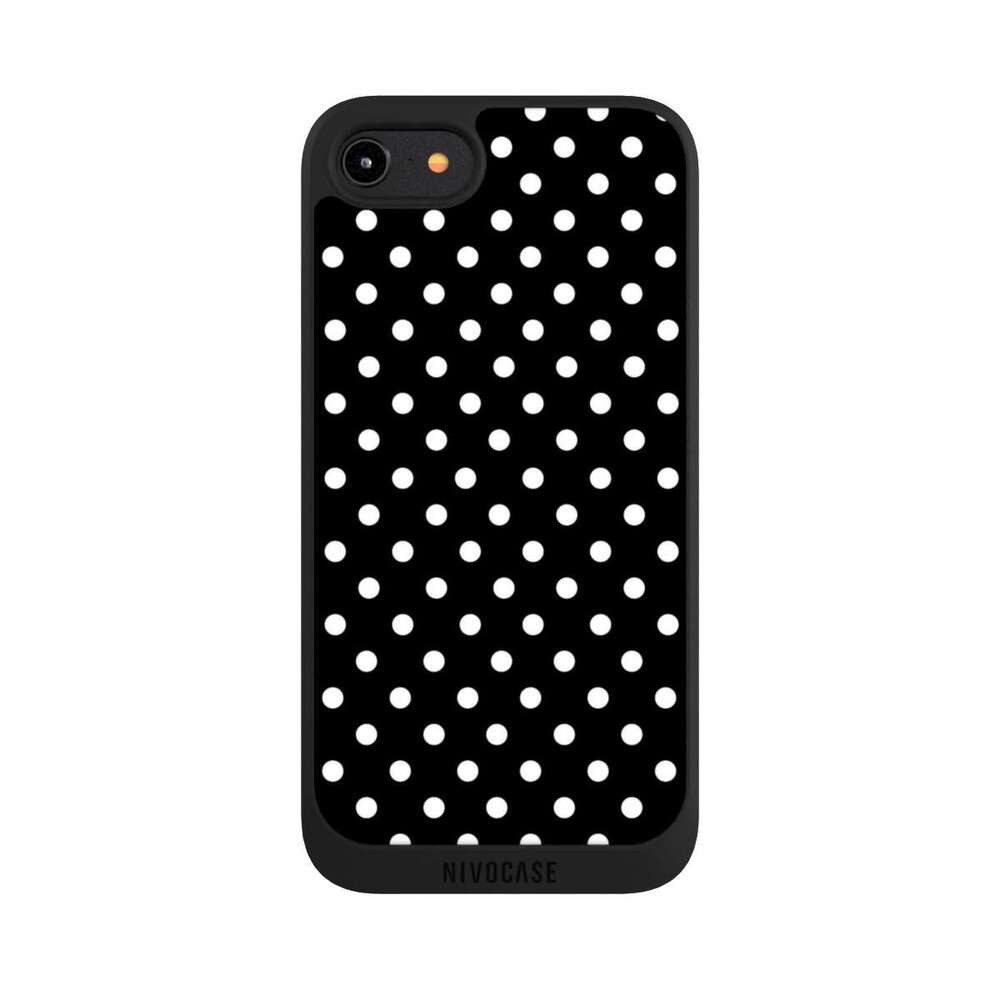 NIVOCASE Handyhülle Punkte Retro Polka Dots Polka Dots - schwarz und weiß, Apple iPhone 8 Handyhülle Hülle NIVOpure Case Schwarz