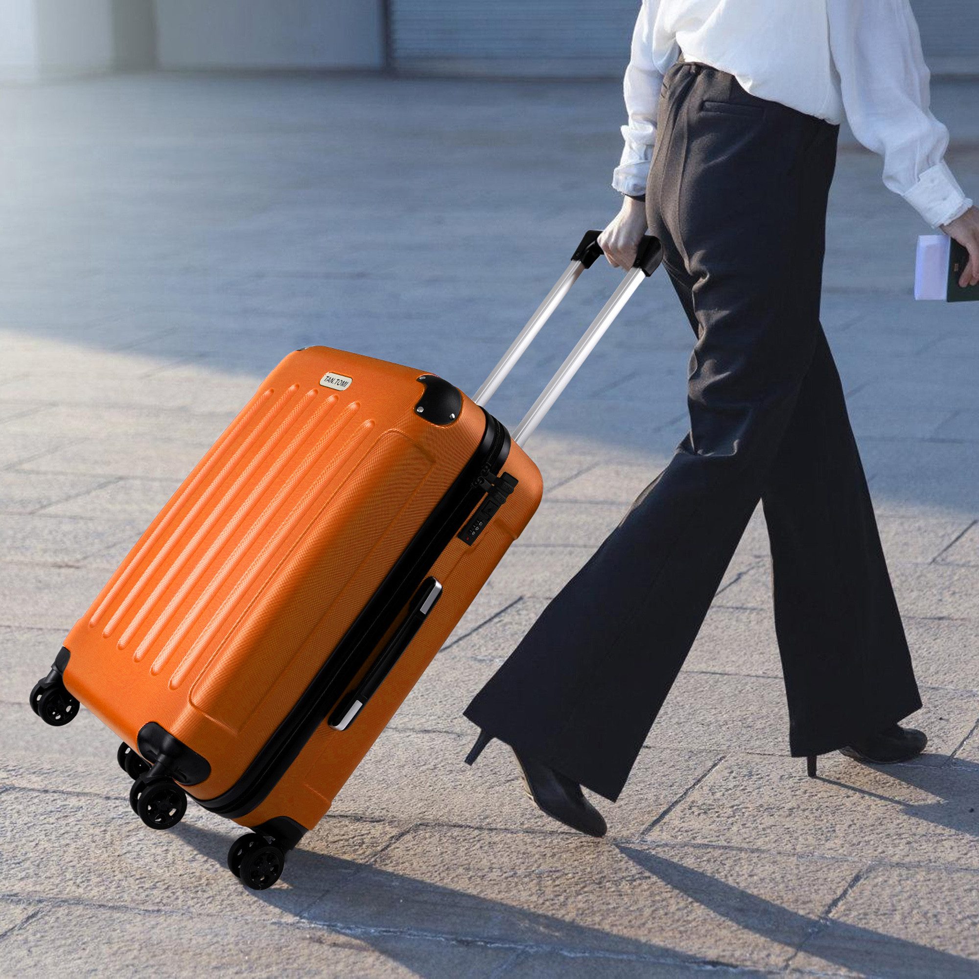 TAN.TOMI Hartschalen-Trolley Hartschalen-Koffer Trolley Rollkoffer Reisekoffer Handgepäck, 4 Rollen, Trolley Rollkoffer Reisekoffer, Zahlenschloss, 56/66/76 cm, 41/65/95 L