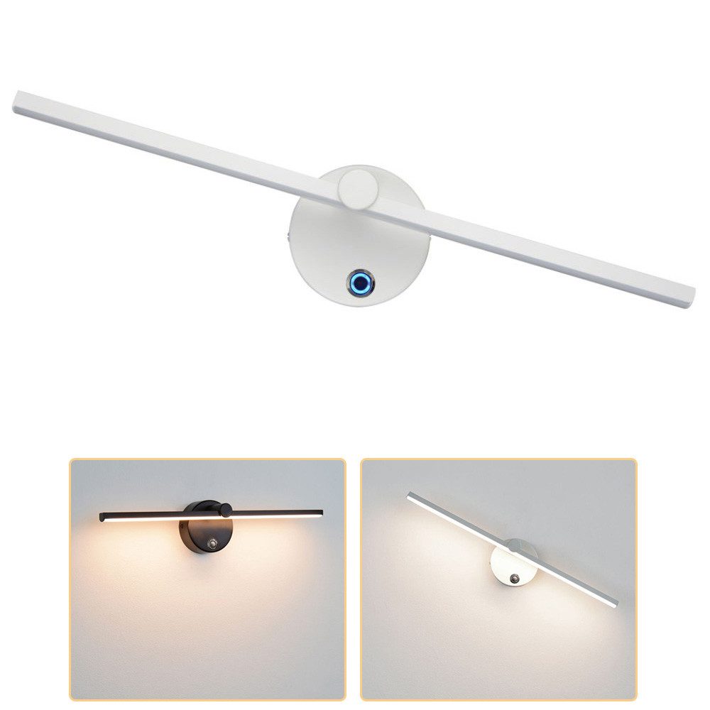 QUBEBU Wandleuchte LED Wandleuchte Wandlampe Innen Nachtlampe Acryl Modern Bettlampe 41CM, LED fest integriert, Schwarz, Weiß. Warmweißes Licht (2700K-6500K)., Modern Wohnzimmer Flur Schlafzimmer Nachttisch Treppen Arbeitszimmer