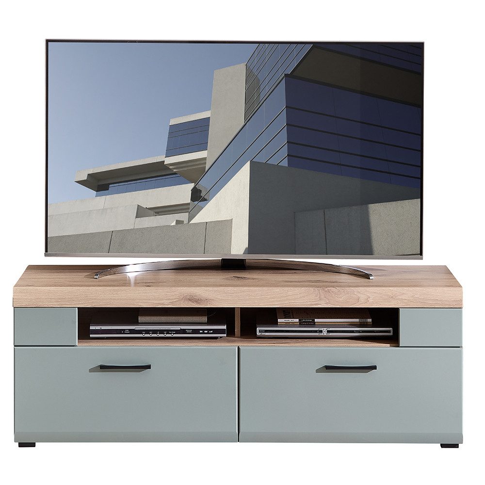 Lomadox Lowboard FARO-36-REED, in Eiche mit Schilfgrün