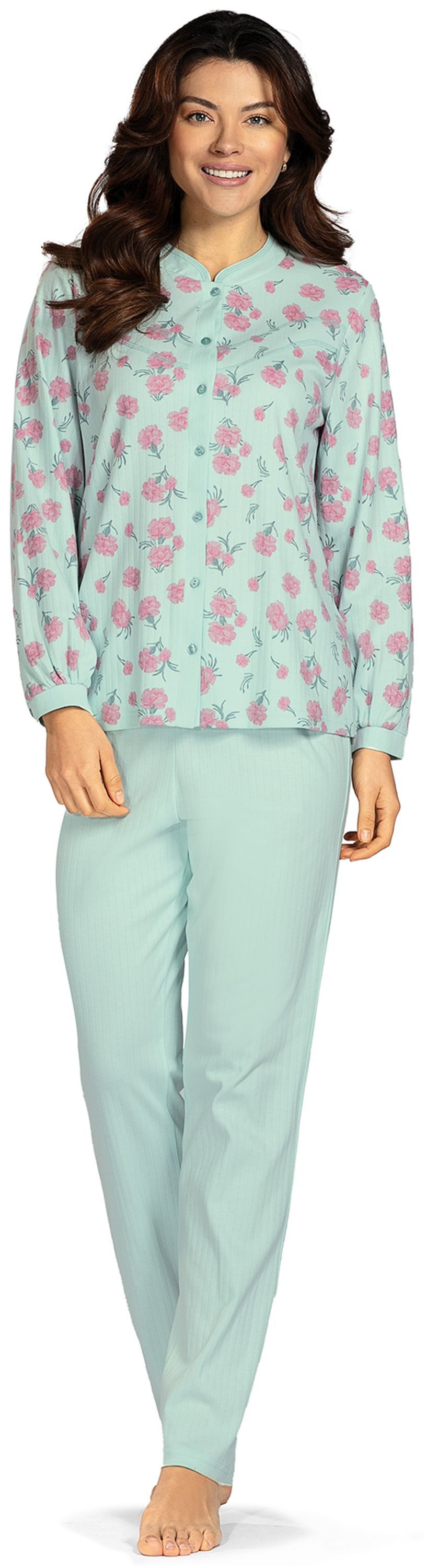 comtessa Schlafanzug Lovely Dreams (Set, 2 tlg., 2-teilig) Damen Pyjama lang Baumwolle Langarm Interlock geknöpft große Größen