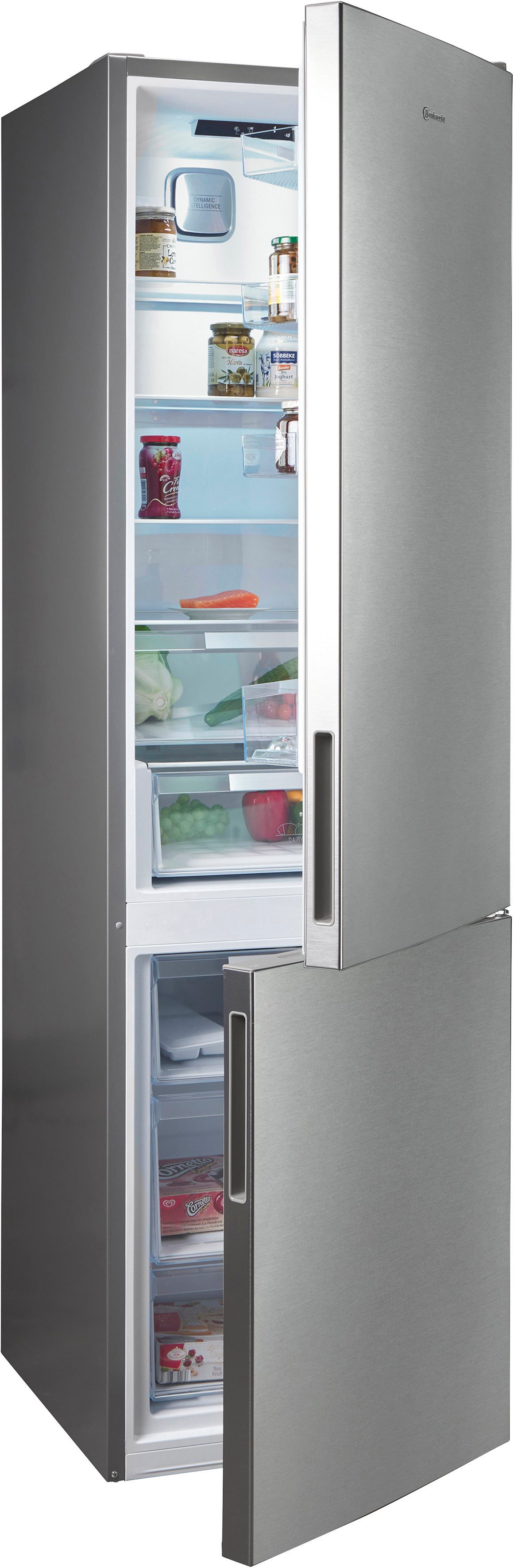 BAUKNECHT Kühl-/Gefrierkombination KGDNF 203 B, 203,5 cm hoch, 59,7 cm breit, Dual Cool NoFrost: Zwei Kühlkreisläufe für länger frische …