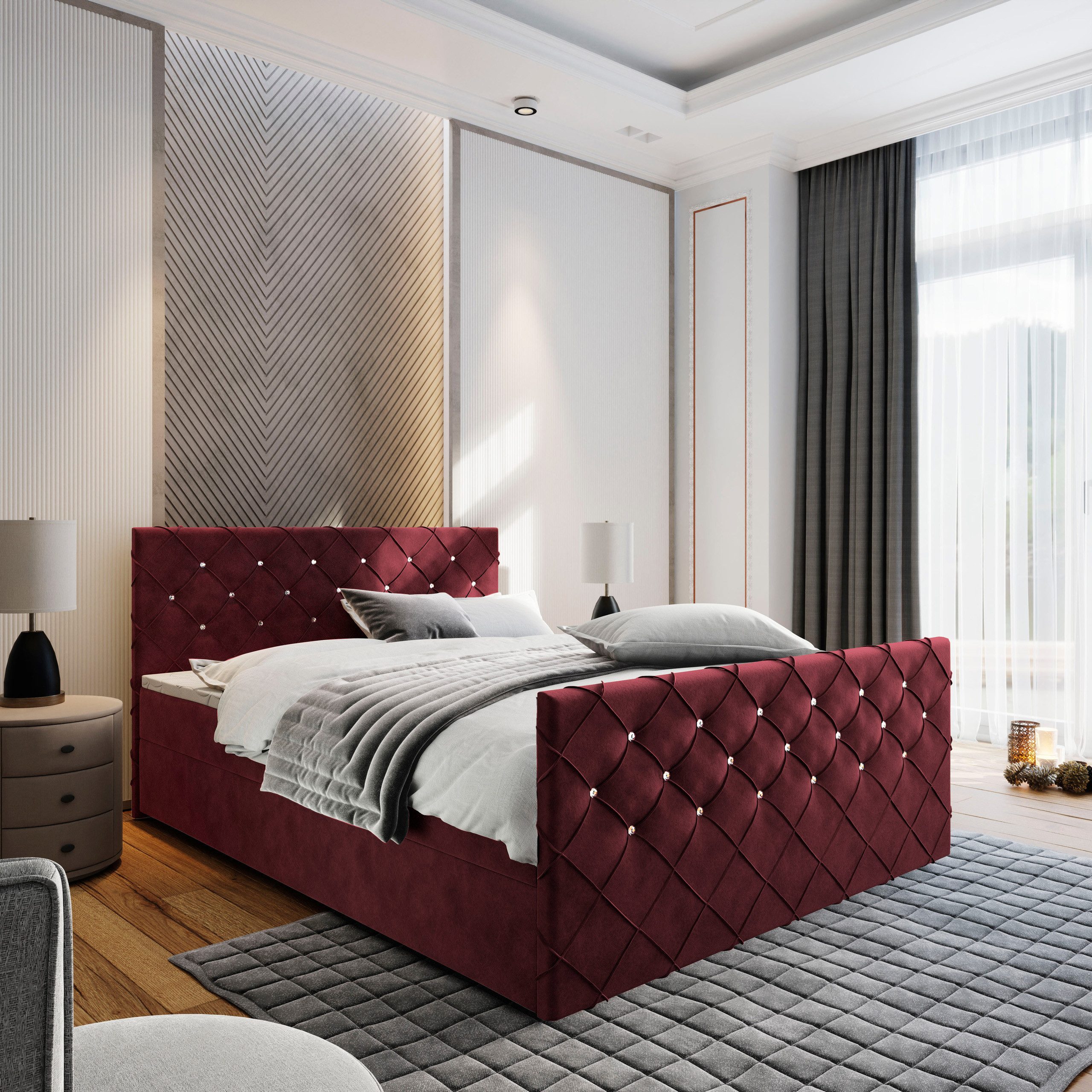 Boxbett MANDI 140x200 cm mit Bonell Matratze und Topper