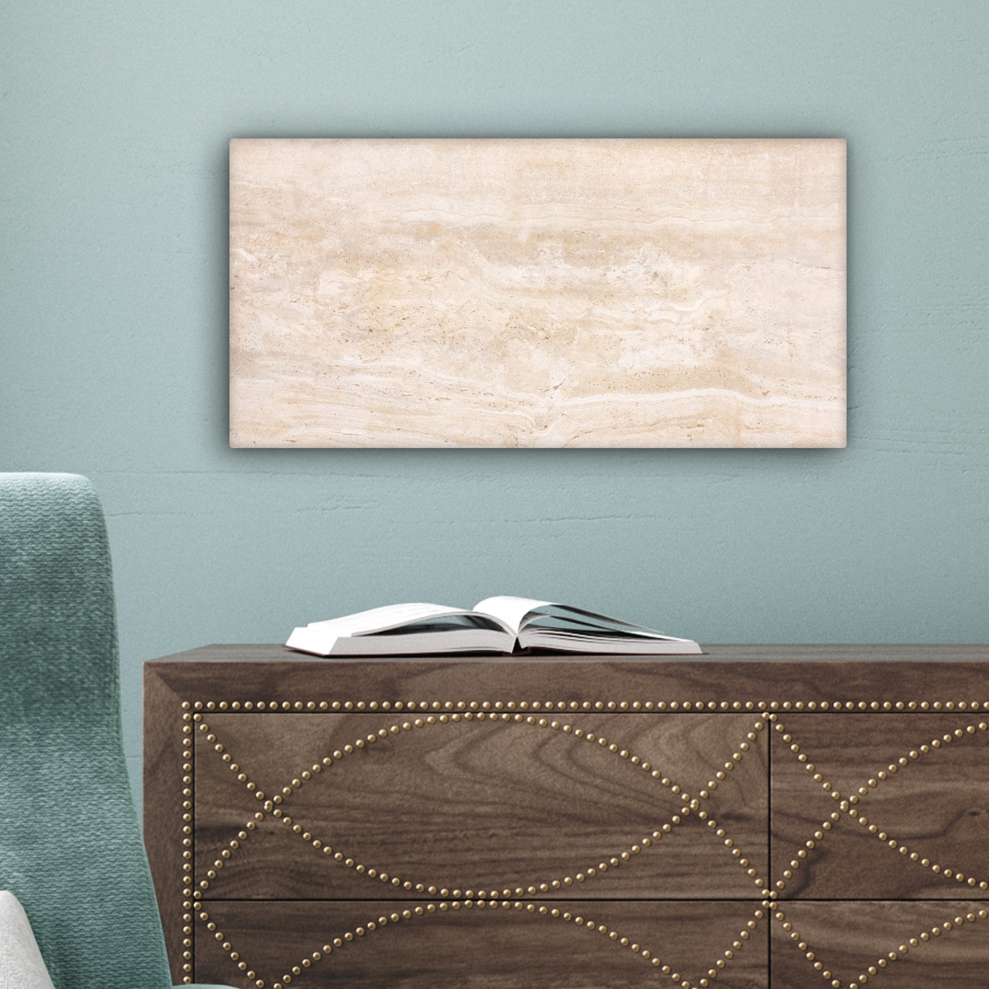 OneMillionCanvasses® Leinwandbild Panorama Marmor - Steine - Sand - Textur, Fotodruck (1 St), Wandbild, Deko Schlafzimmer Wohnzimmer Flur 40x20 cm – Bild 3 von 5