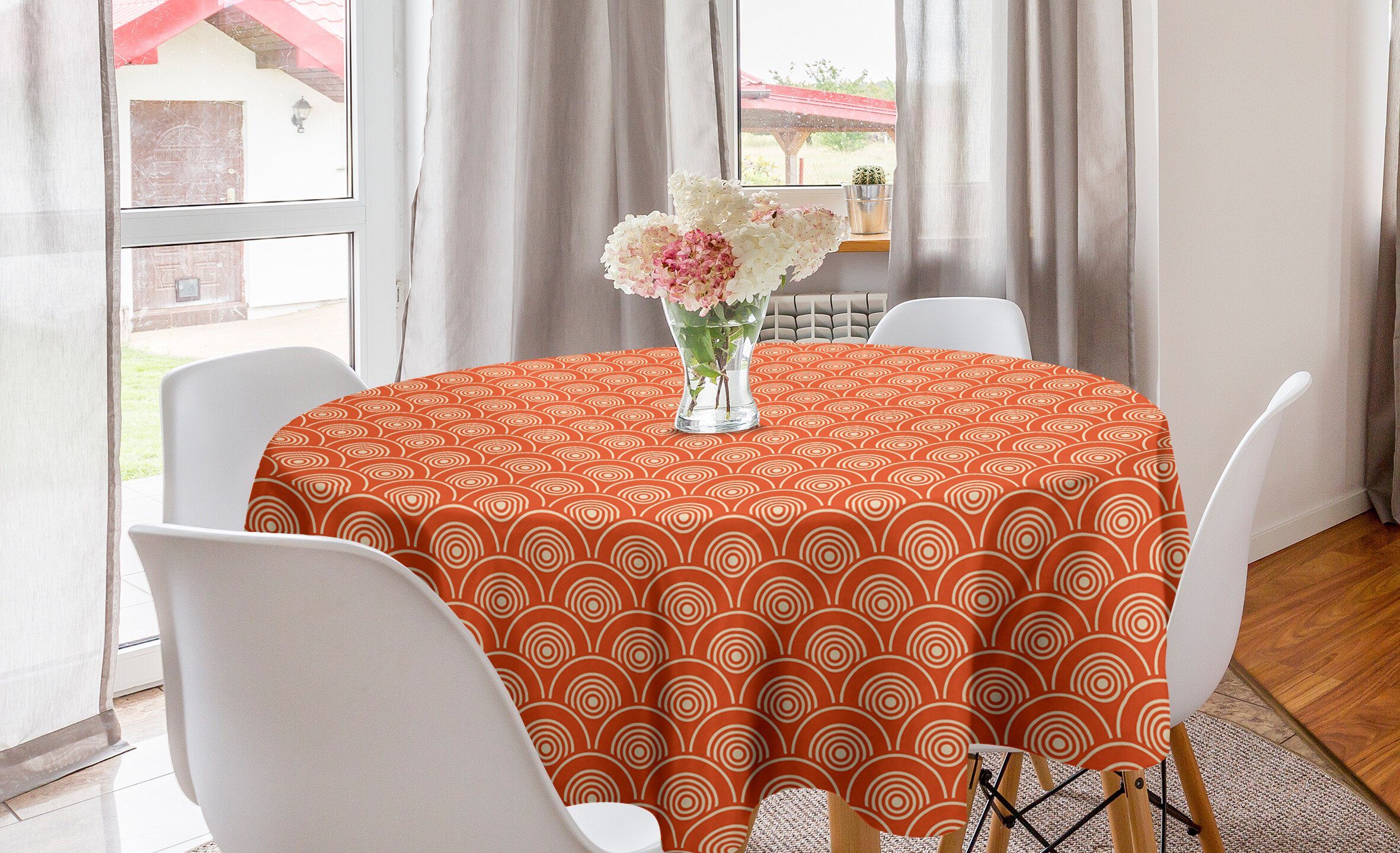 Abakuhaus Tischdecke Kreis Tischdecke Abdeckung für Esszimmer Küche Dekoration, Geometrisch Kimono Motive Muster