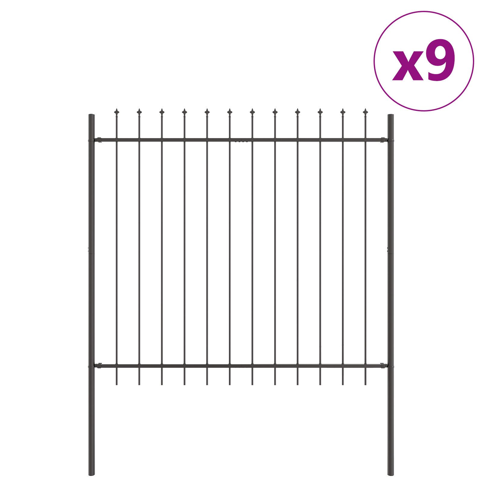 vidaXL Gartenzaun Gartenzaun mit Speerspitzen Grau günstig online kaufen