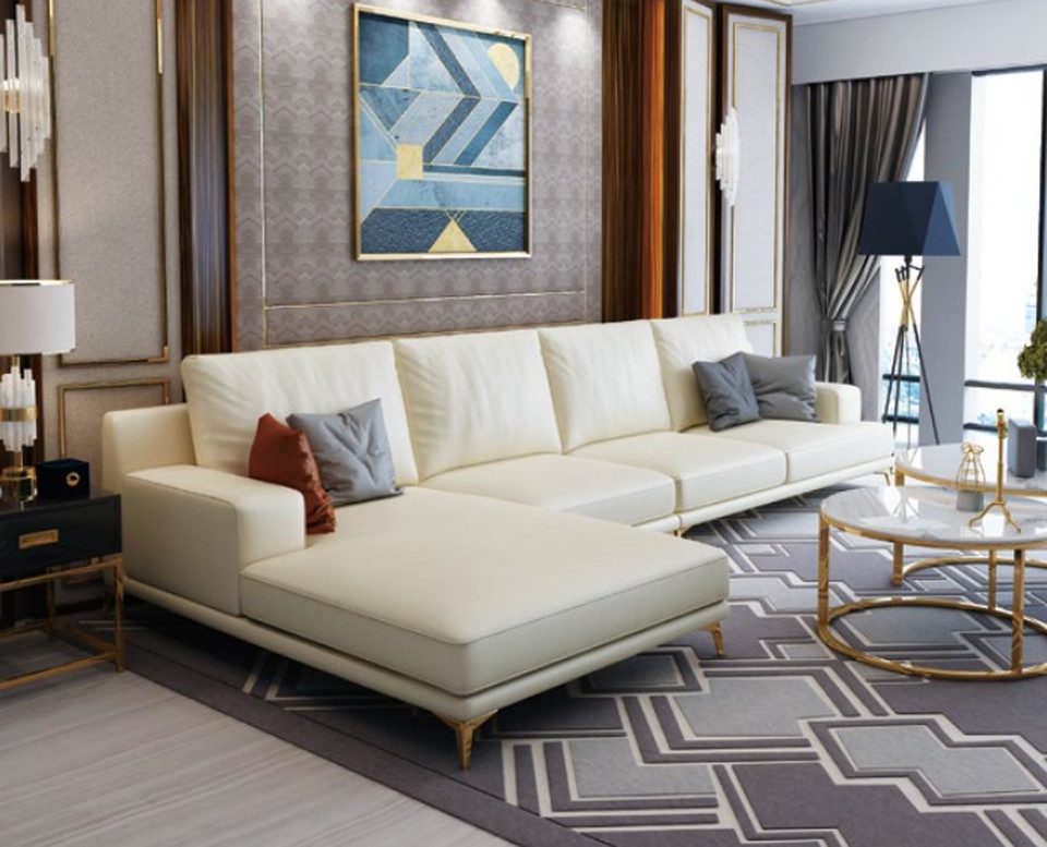 Xlmoebel Ecksofa Designer-Sofa mit Hocker in L-Form für das Wohnzimmer, Hergestellt in Europa