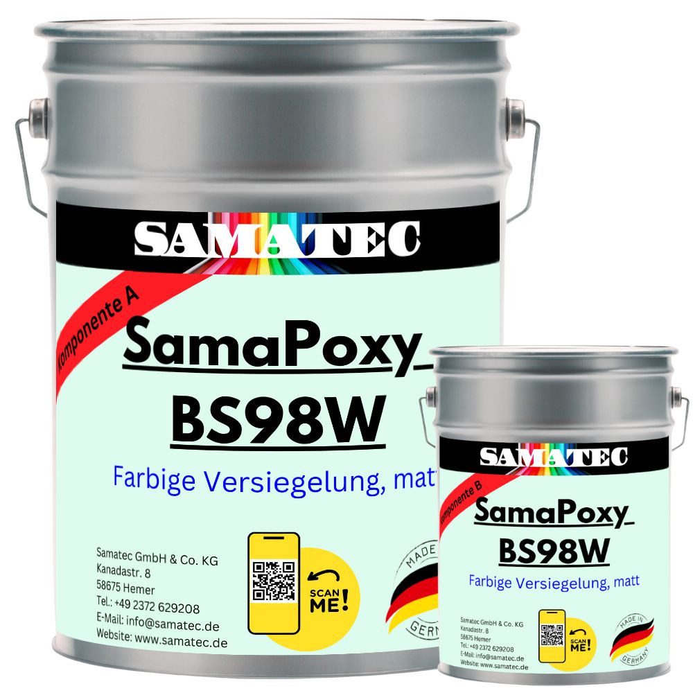 Samatec Bodenversiegelung Bodenbeschichtung BS98w matte Garagenfarbe Bodenfarbe inkl. VSK, weichmacherbeständig, matt, hochbelastbar, lösemittelfrei