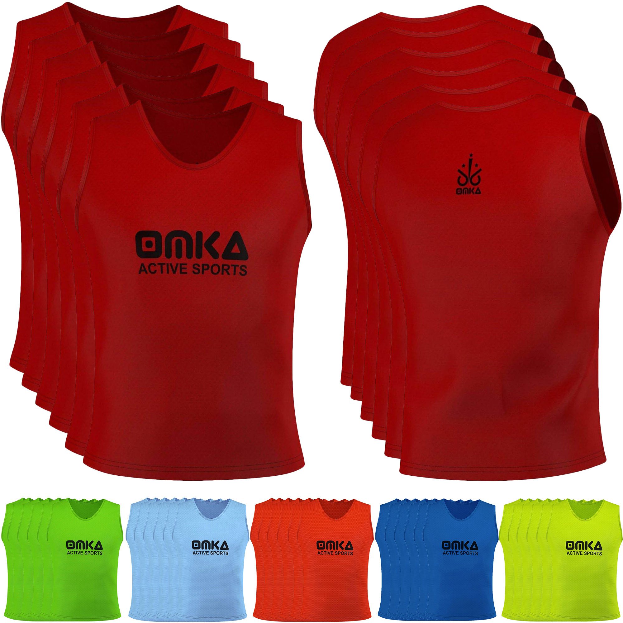 OMKA Trainingsleibchen OKLB01 6er Pack (Spar-Set, 6er-Pack) 6er Set OMKA Fußball Leibchen Trainingsleibchen