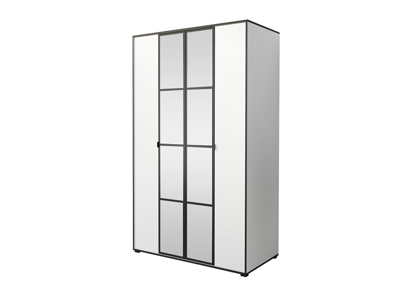 MIRJAN24 Kleiderschrank Oslo I 4D (mit Harmonikatür, 4-türig) mit Kleiderstange und Spiegel, 120/150/180 cm