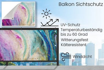 MuchoWow Balkonsichtschutz Marmor - Farbe - Regenbogen (1-St) Balkonbanner, Sichtschutz für den Balkon, Robustes und wetterfest
