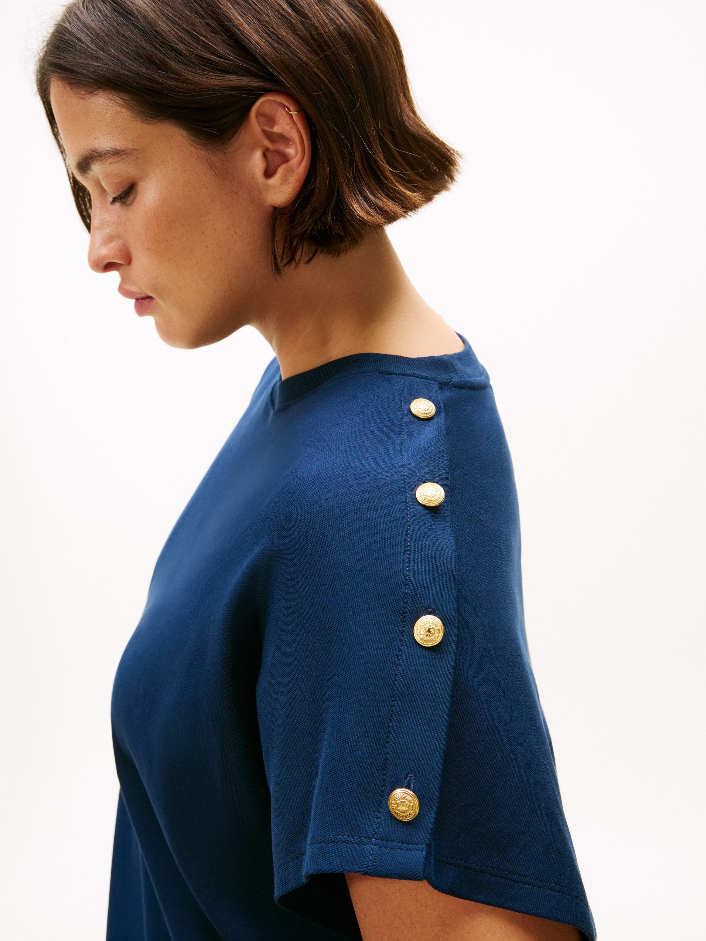 Tommy Hilfiger Curve Kurzarmshirt CRV GOLD BUTTON SS TEE in großen Größen günstig online kaufen