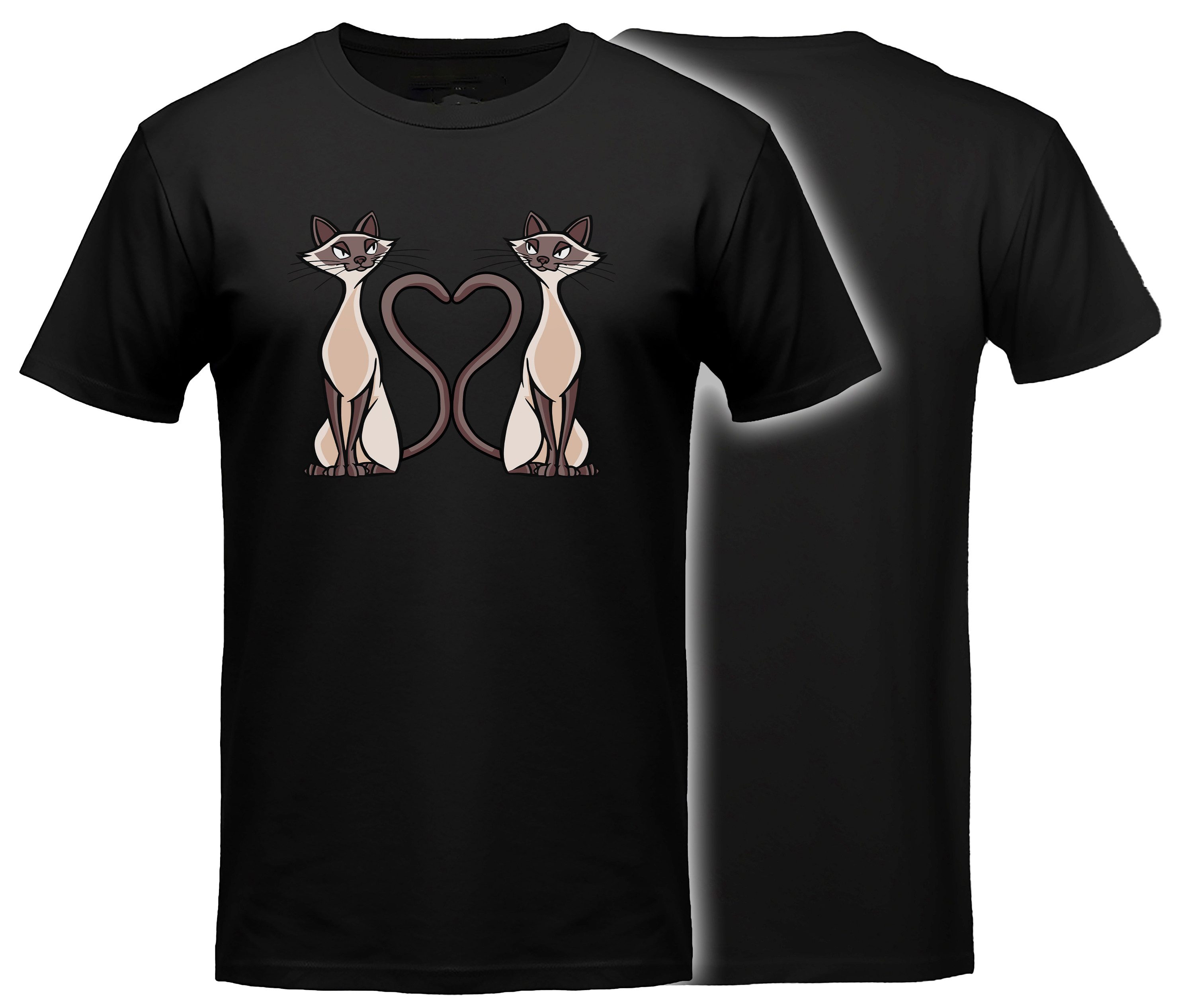 T-Shirt Katzen print Shirt 2 Katzen mit Herz