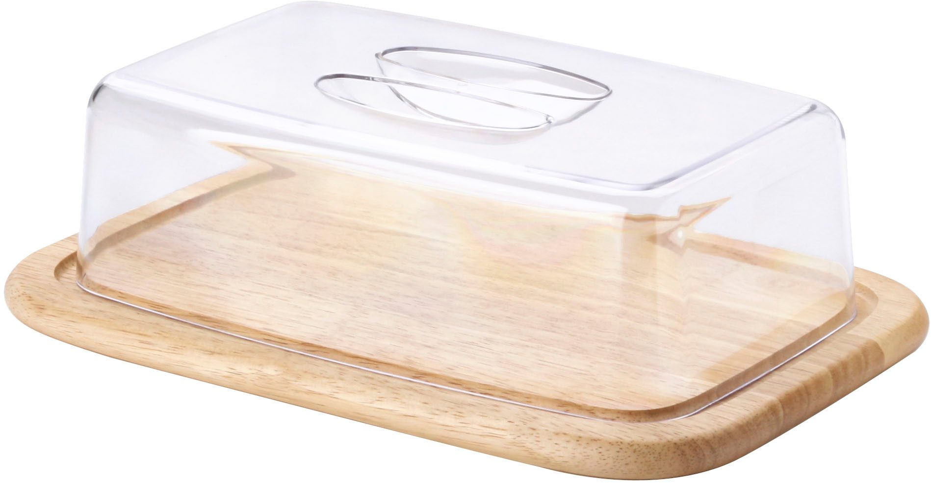 Continenta Käseglocke,(1-tlg) (Holzunterteil/Kunststoffglocke)