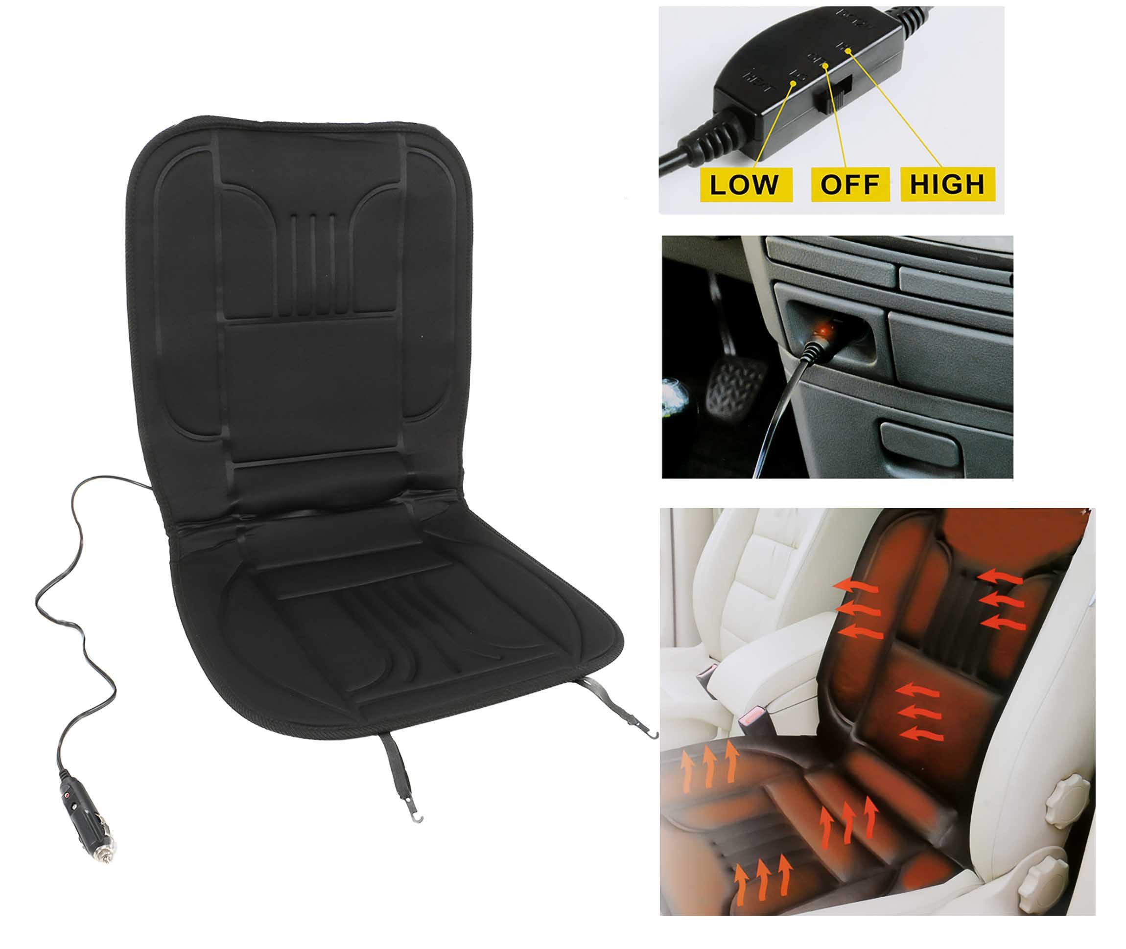 Dunlop Heizkissen Auto Sitzheizung, Auto Heizauflage, 2 Heizstufen, KFZ Auto Sitzheizung