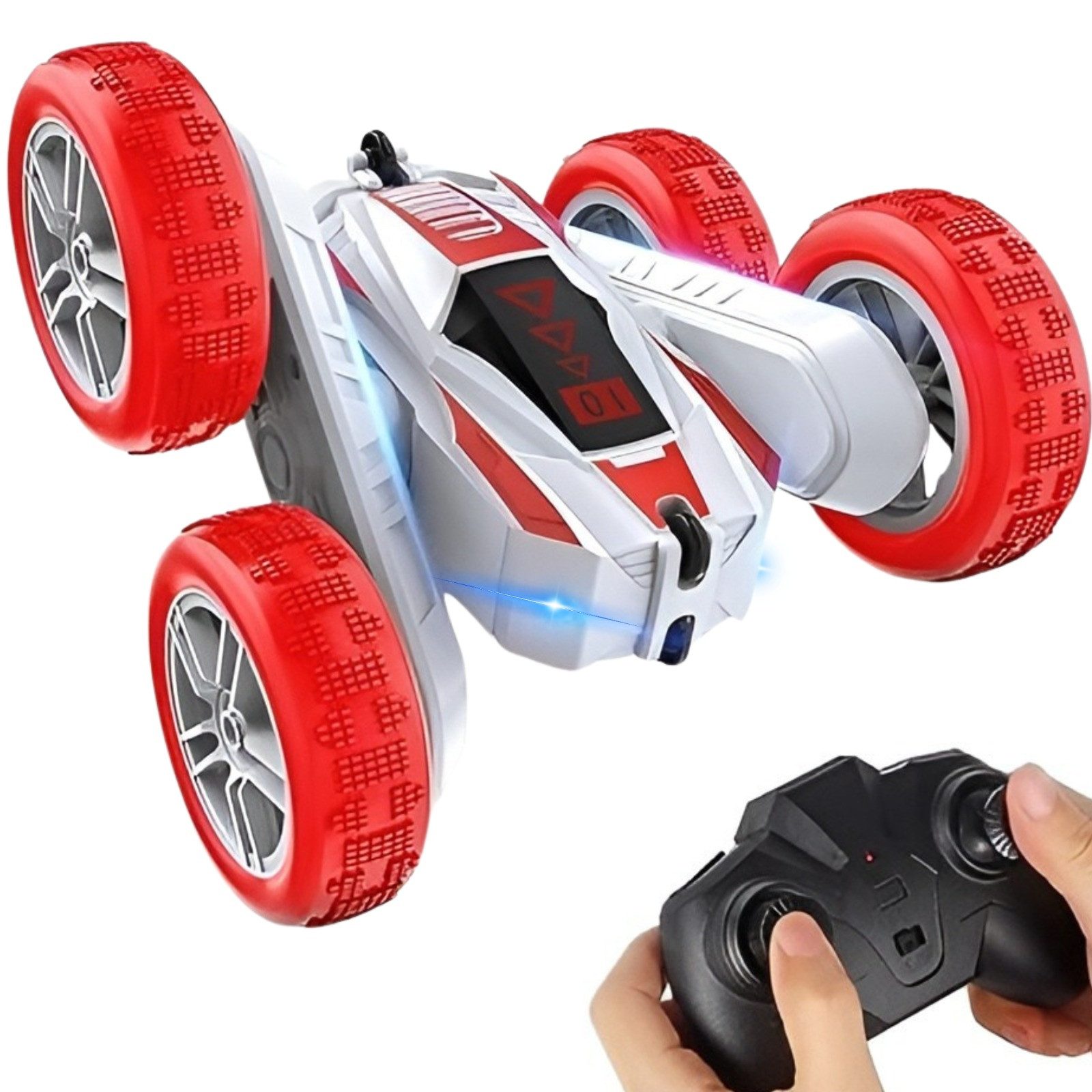 FUNFY RC-Auto Racing Stunt RC-Spielzeugauto mit Allradantrieb (Anti-Rutsch-Vakuum-Reifen, Nebelspray & wiederaufladbare Batterie, Mit 360-Grad-Drehung, Off-Road, doppeltem Seitenantrieb), Hohe Geschwindigkeit, All-Terrain & bis zu 40 Min. Batterielaufzeit.