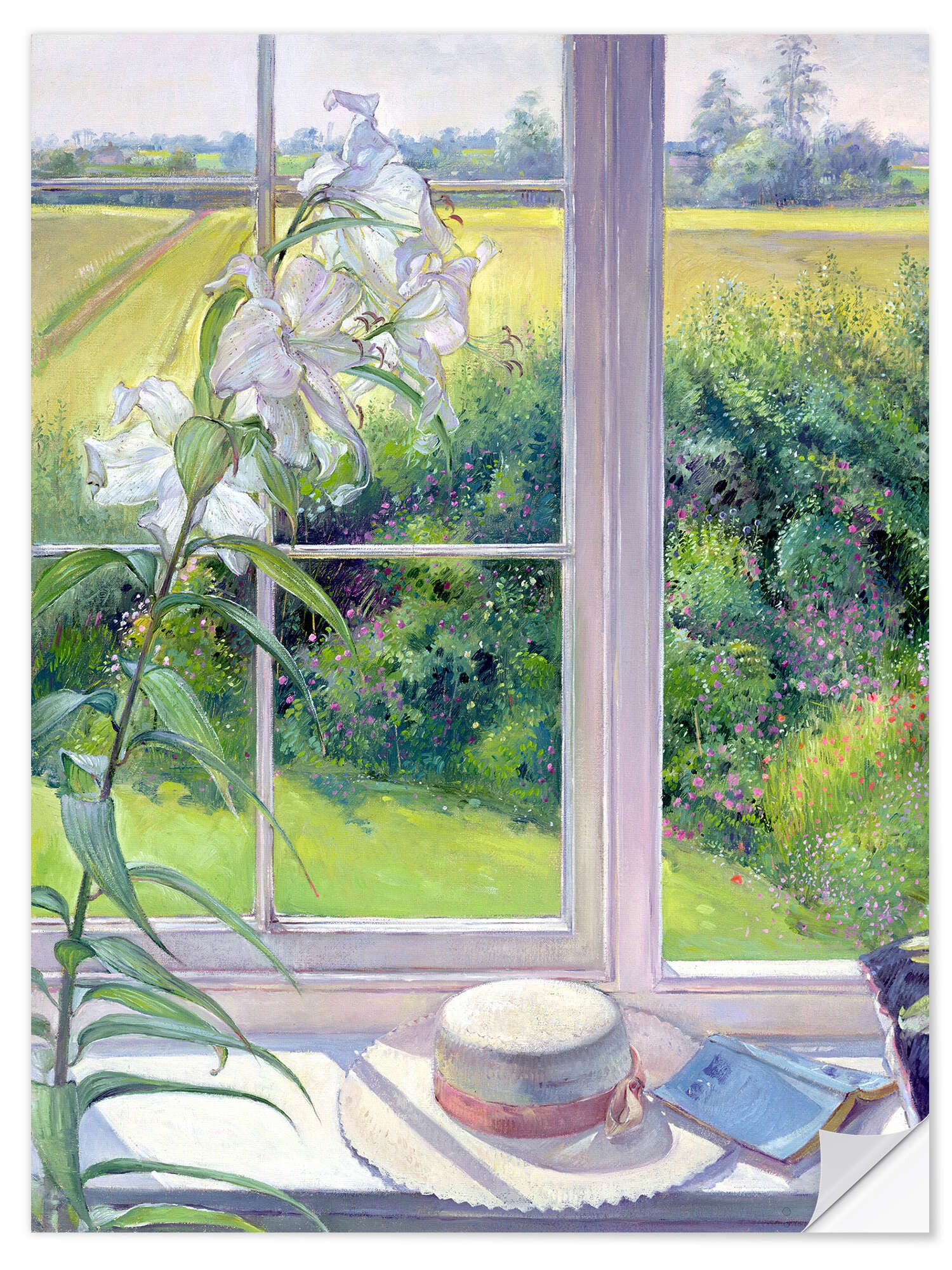 Posterlounge Wandfolie Timothy Easton, Leseecke im Fenster (Detail), Landhausstil Malerei