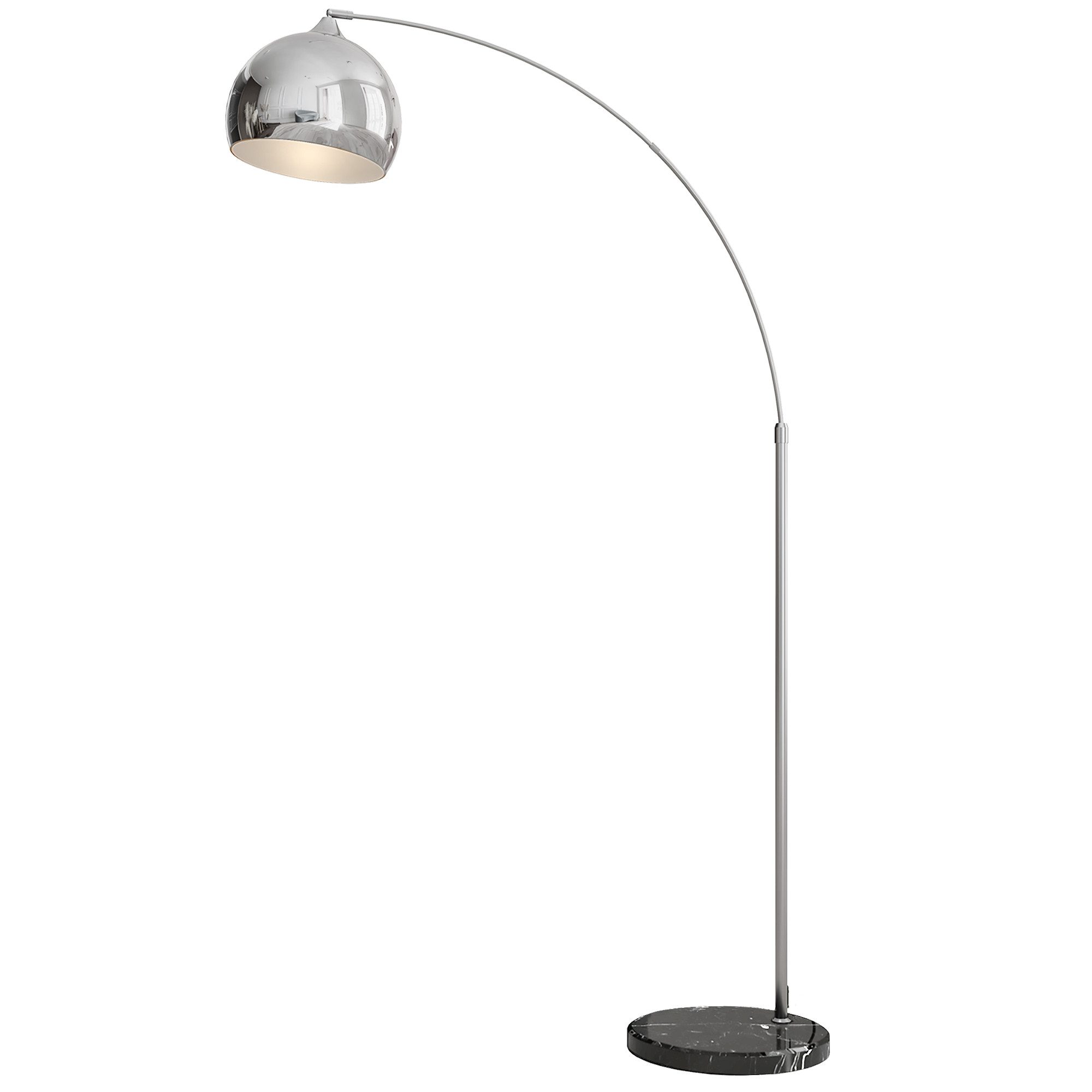 furnicato Deckenstrahler Bogenleuchte Stehlampe 170-180cm Silber/Schwarz