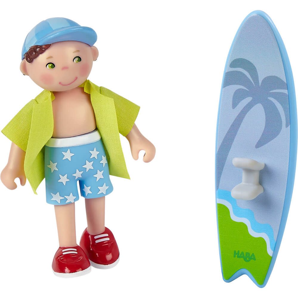 Haba Biegepuppe HABA Little Friends - Biegepuppe Colin mit Surfbrett