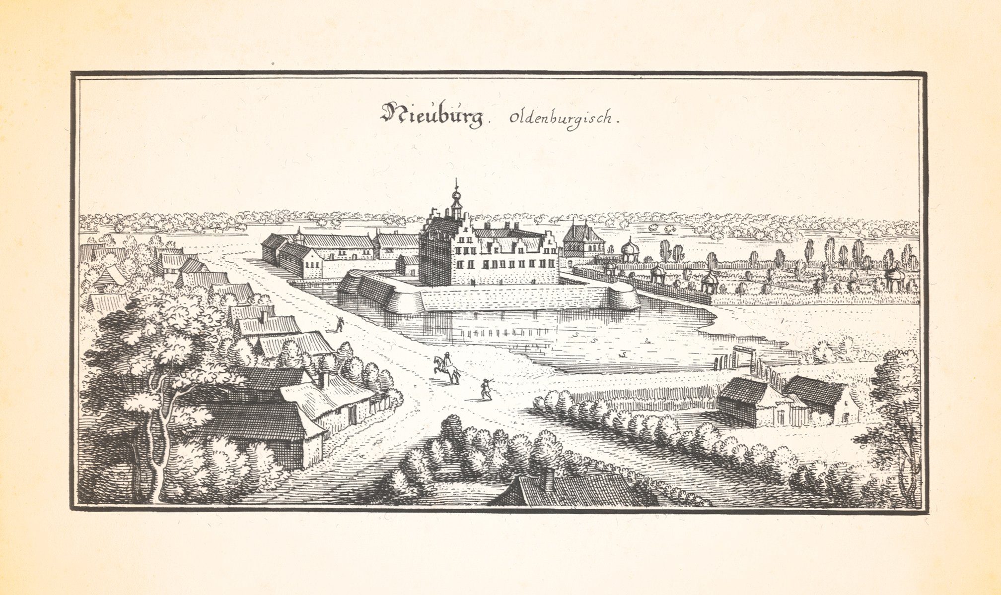 Kunstdruck Nieuburg oldenburgisch Schloss Neuenburg Zetel Trutzburg Kupferstich M