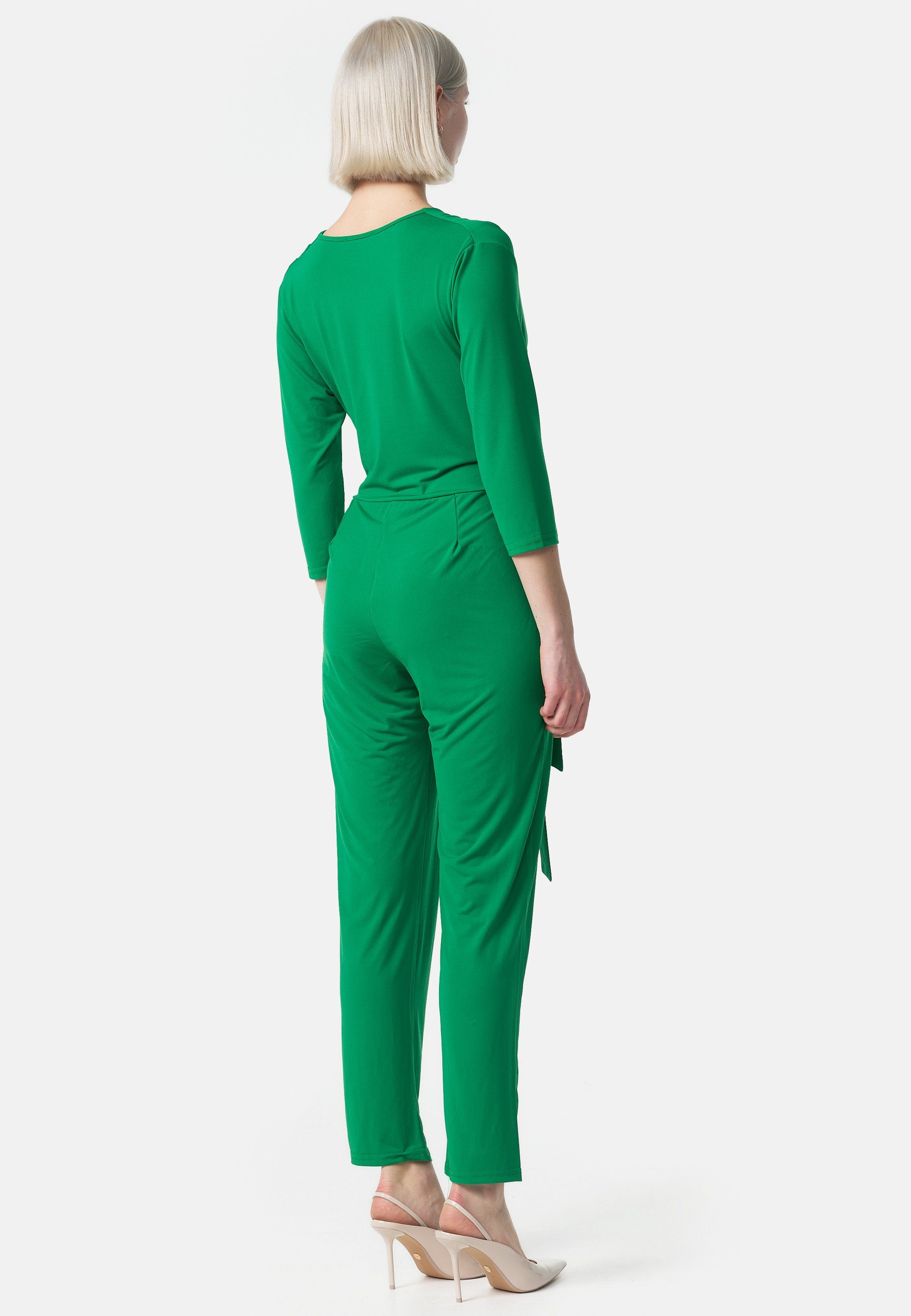 Rayshyne Overall PM-35 (Business Jumpsuit Wickeloptik mit Bindegürtel 3/4 Ärmel Einheitsgröße)