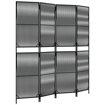 vidaXL Raumteiler Paravent 4-tlg. Schwarz Poly Rattan, 1-tlg.